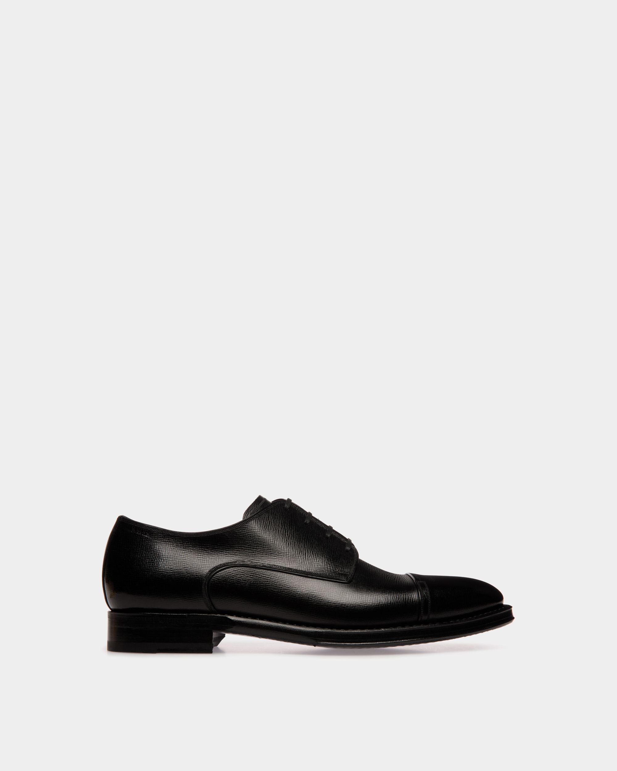 Scribe Un Derby in Black Grained Leather - Men's - Bally - 01