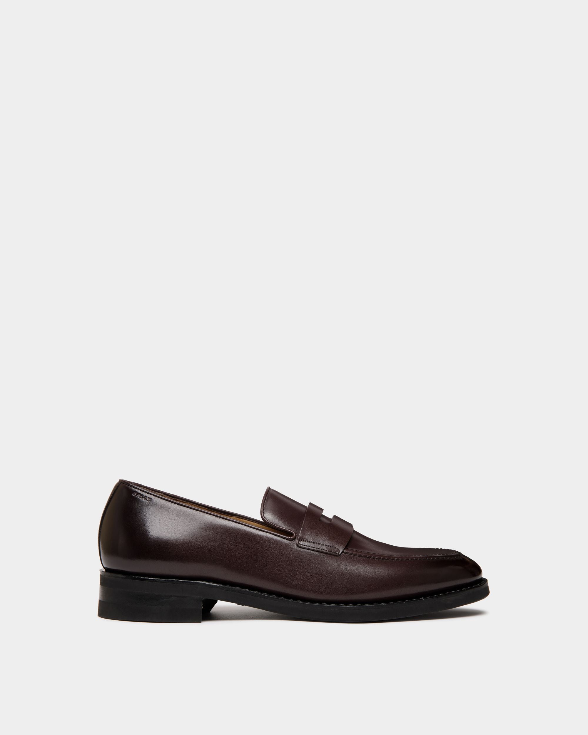 Mocasín Scribe Un De Piel Burdeos Oscuro - Hombre - Bally - 01