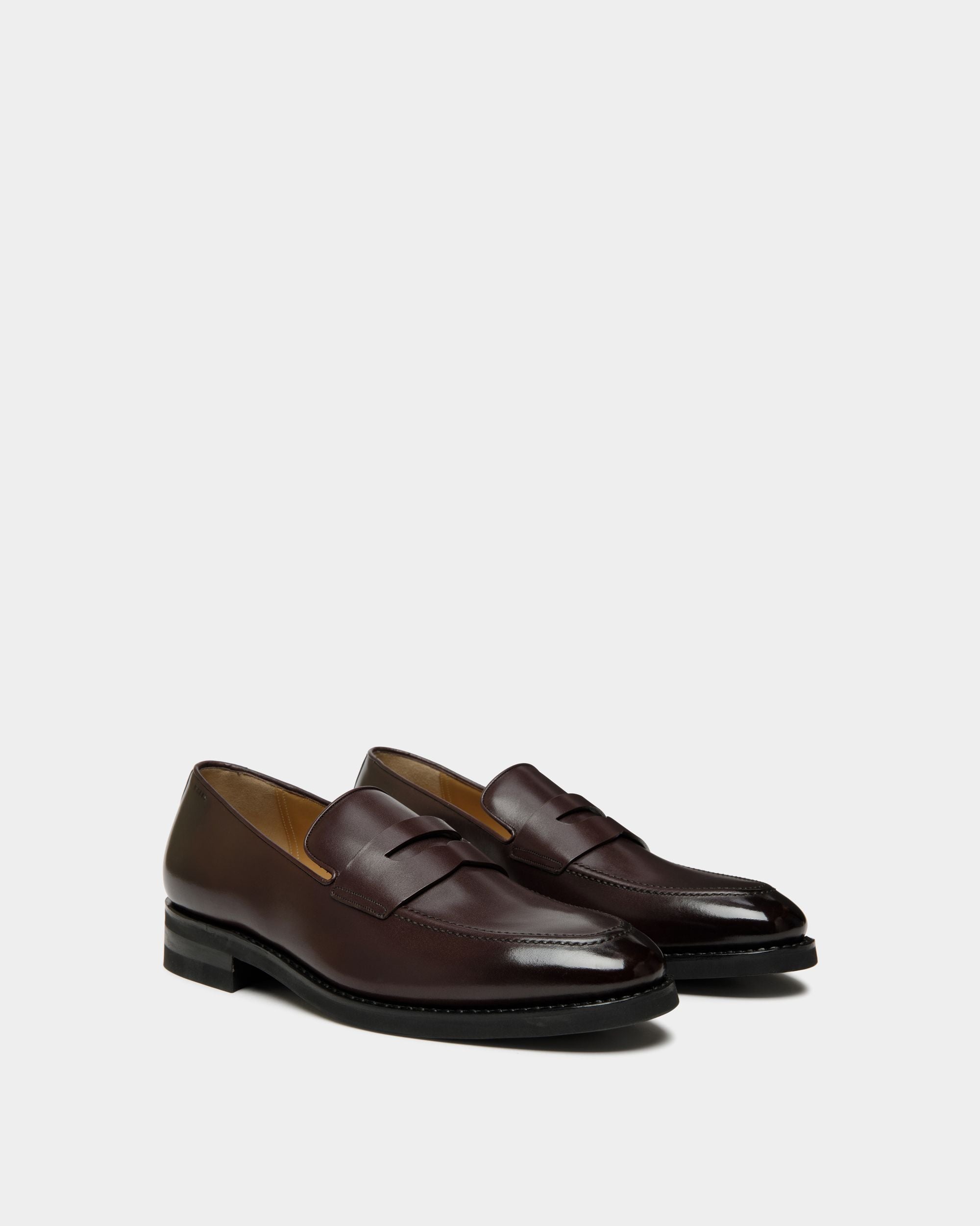 Mocasín Scribe Un De Piel Burdeos Oscuro - Hombre - Bally - 03