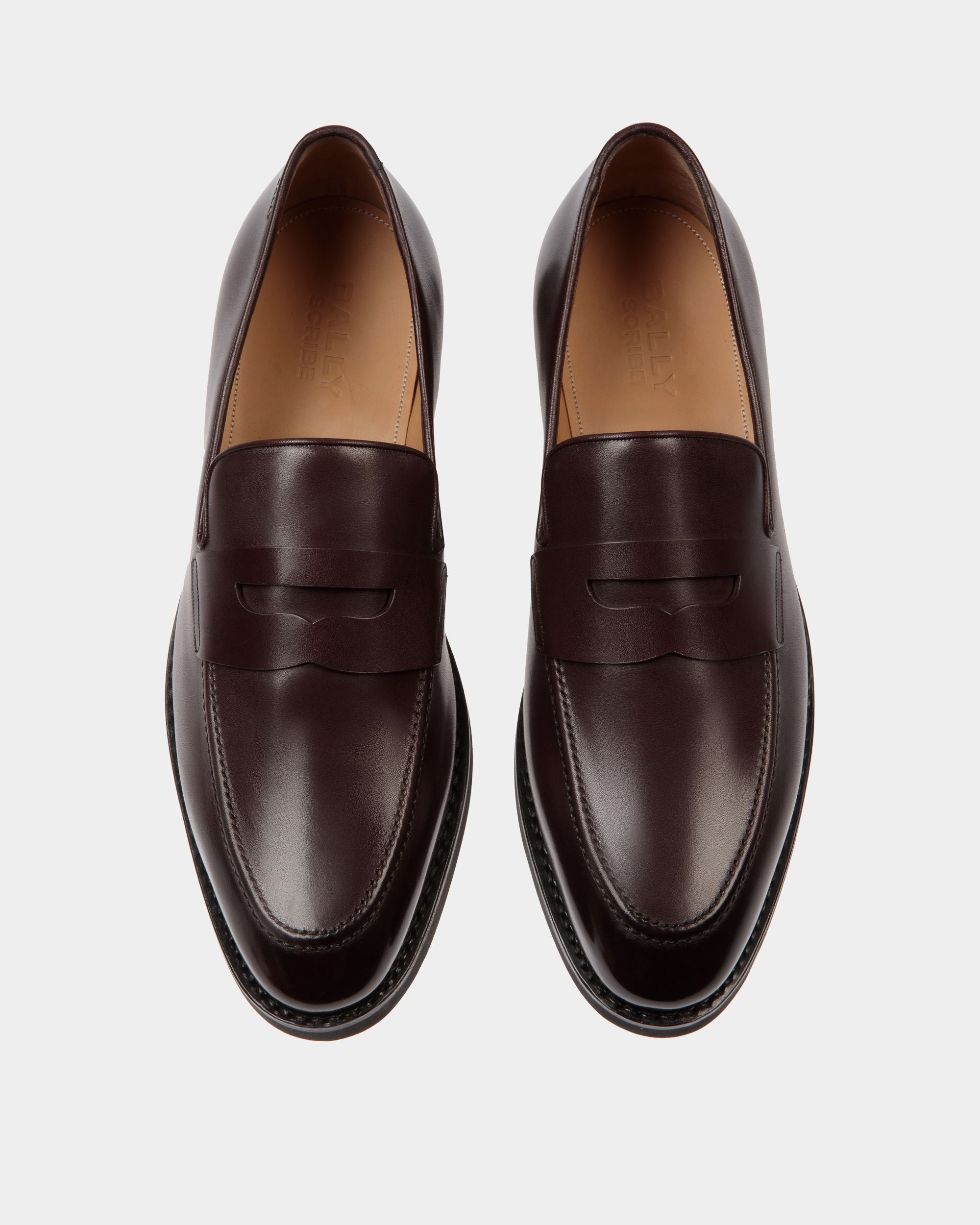 Mocasín Scribe Un De Piel Burdeos Oscuro - Hombre - Bally - 05