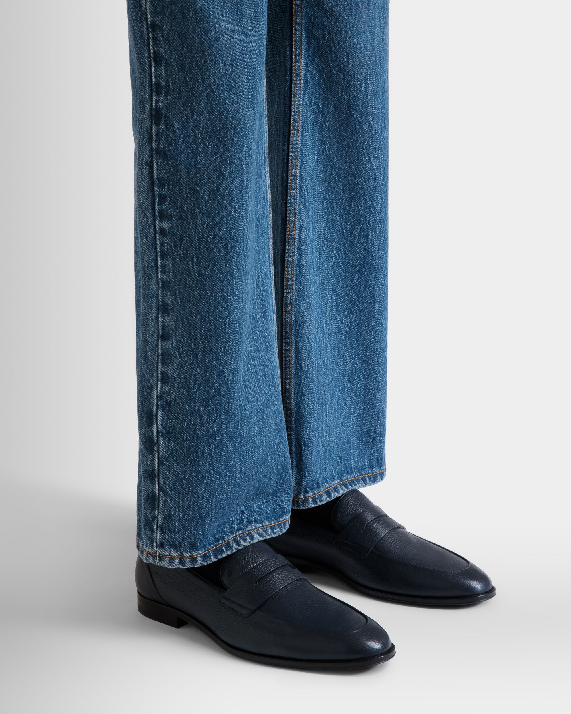 Mocasín Westminster De Piel De Ciervo Navy Blue - Hombre - Bally - 02