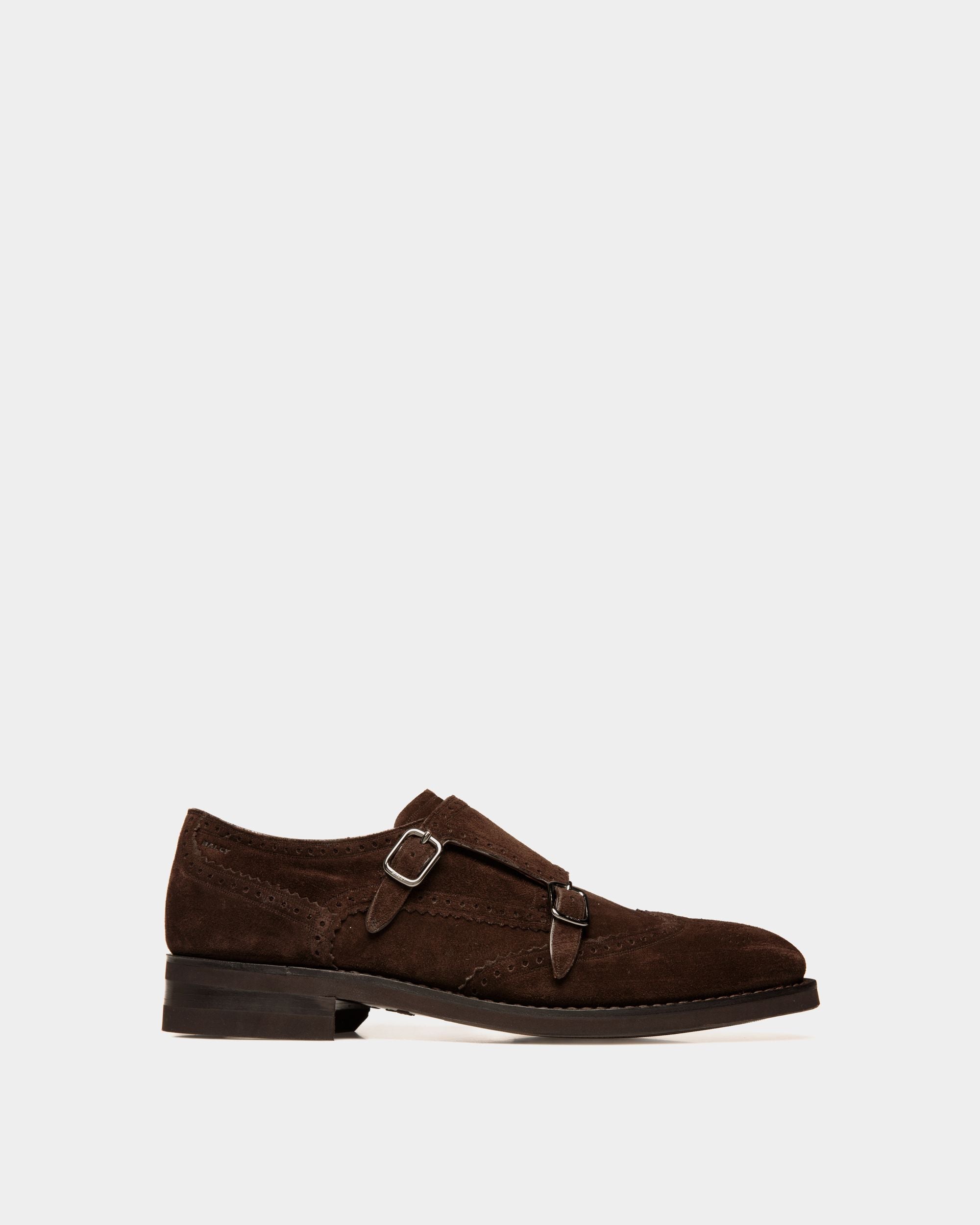 Scribe Un Monk-Strap in Ebano Suede - Men's - Bally - 01