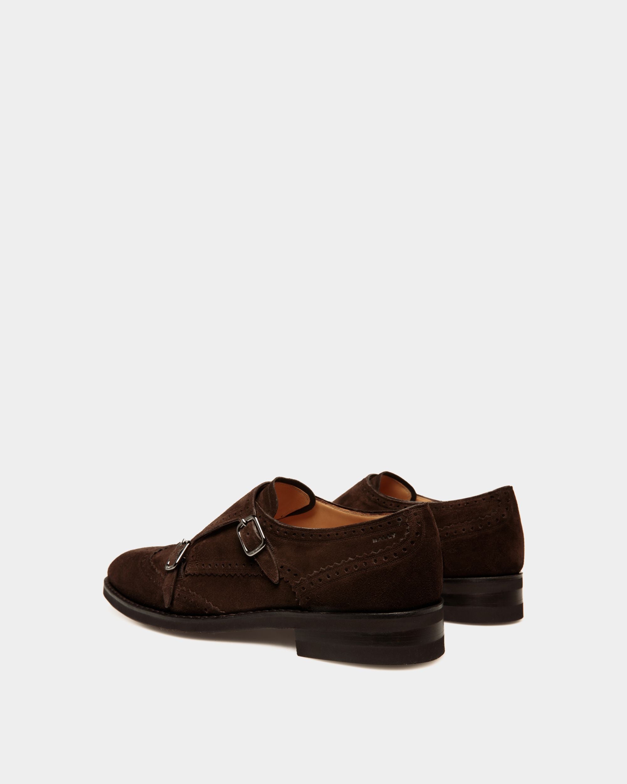 Scribe Un Monk-Strap in Ebano Suede - Men's - Bally - 04