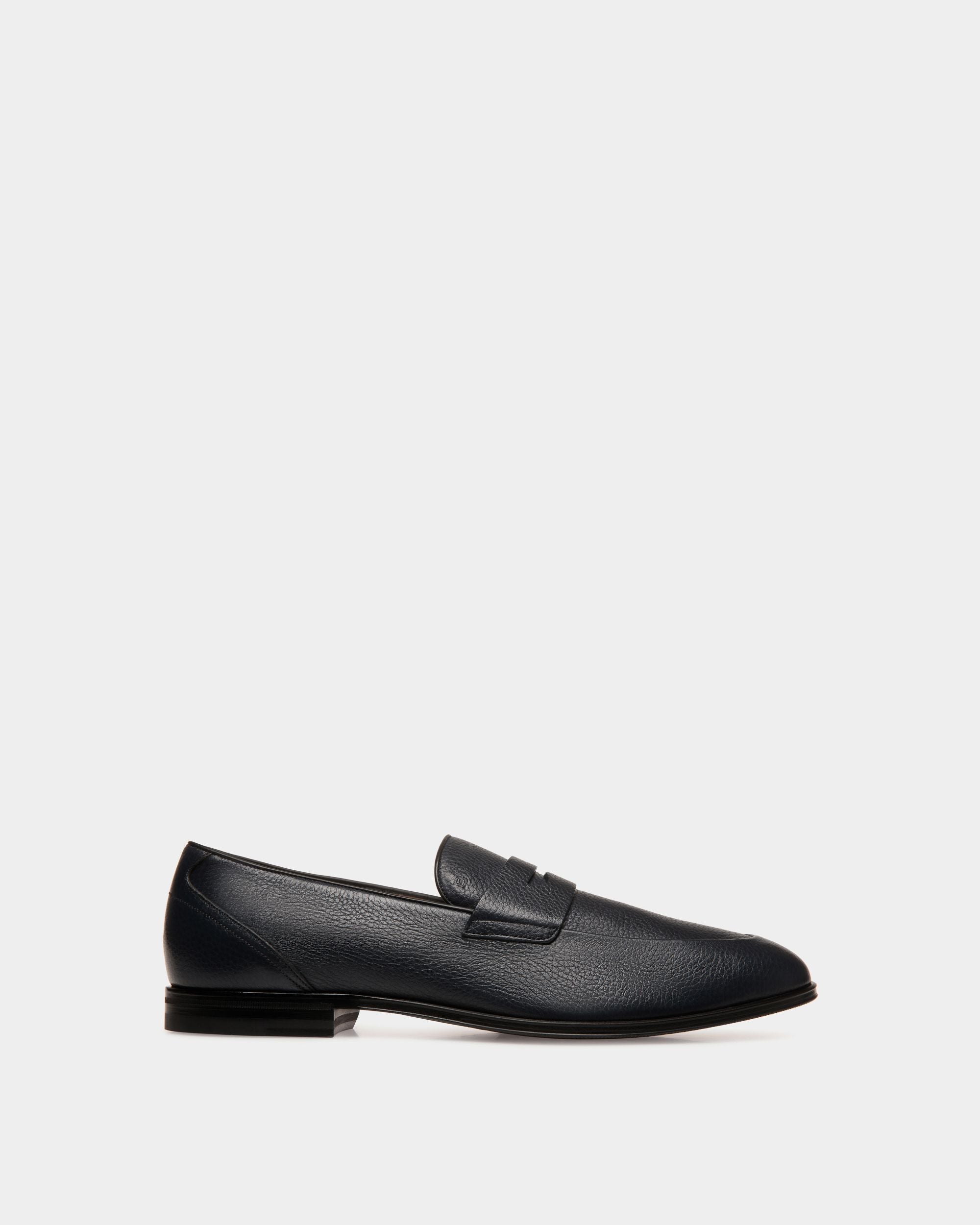 Westminster Loafer in Navy Blue Deer Leather - Hombre - Bally - 01