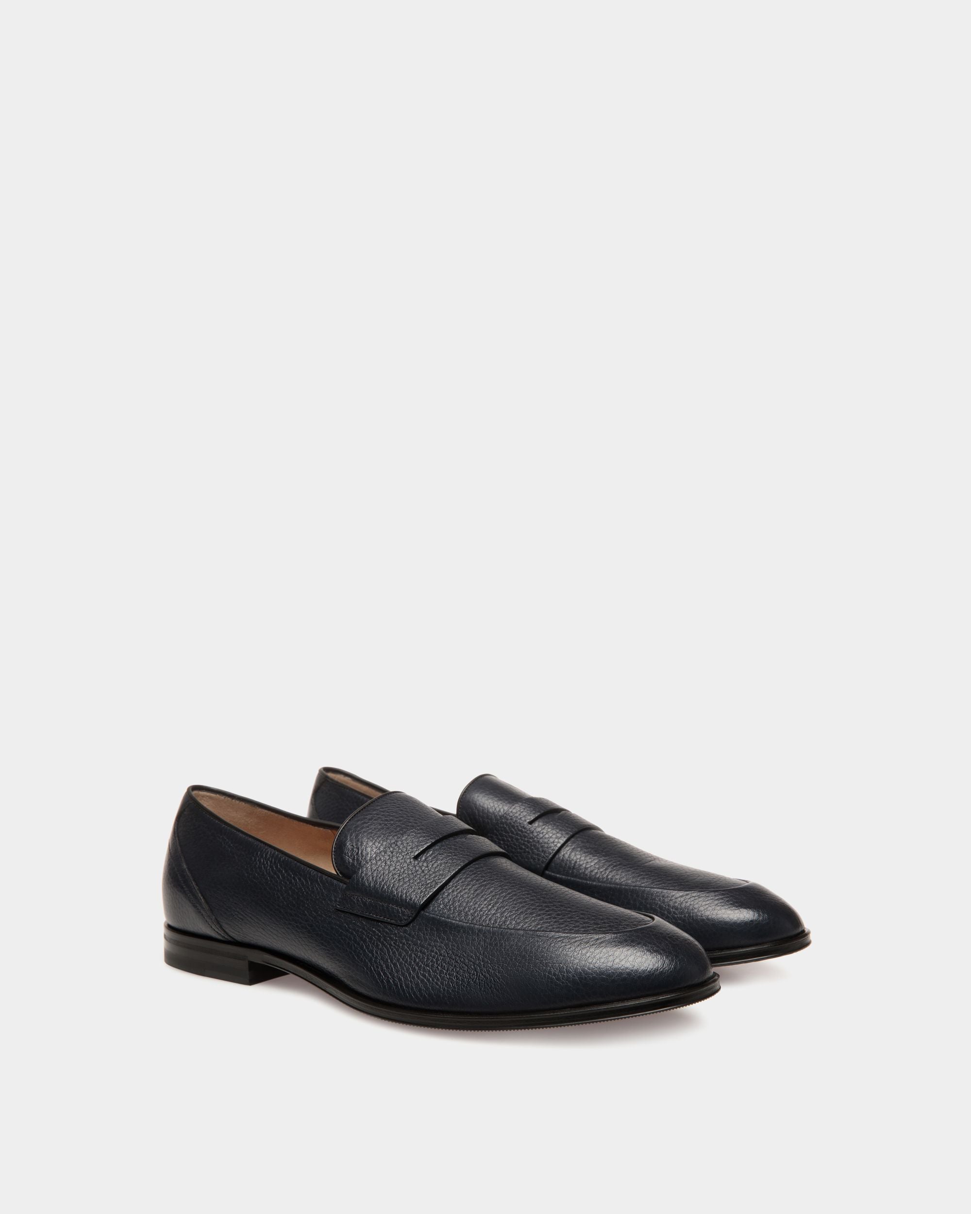 Westminster Loafer in Navy Blue Deer Leather - Hombre - Bally - 02