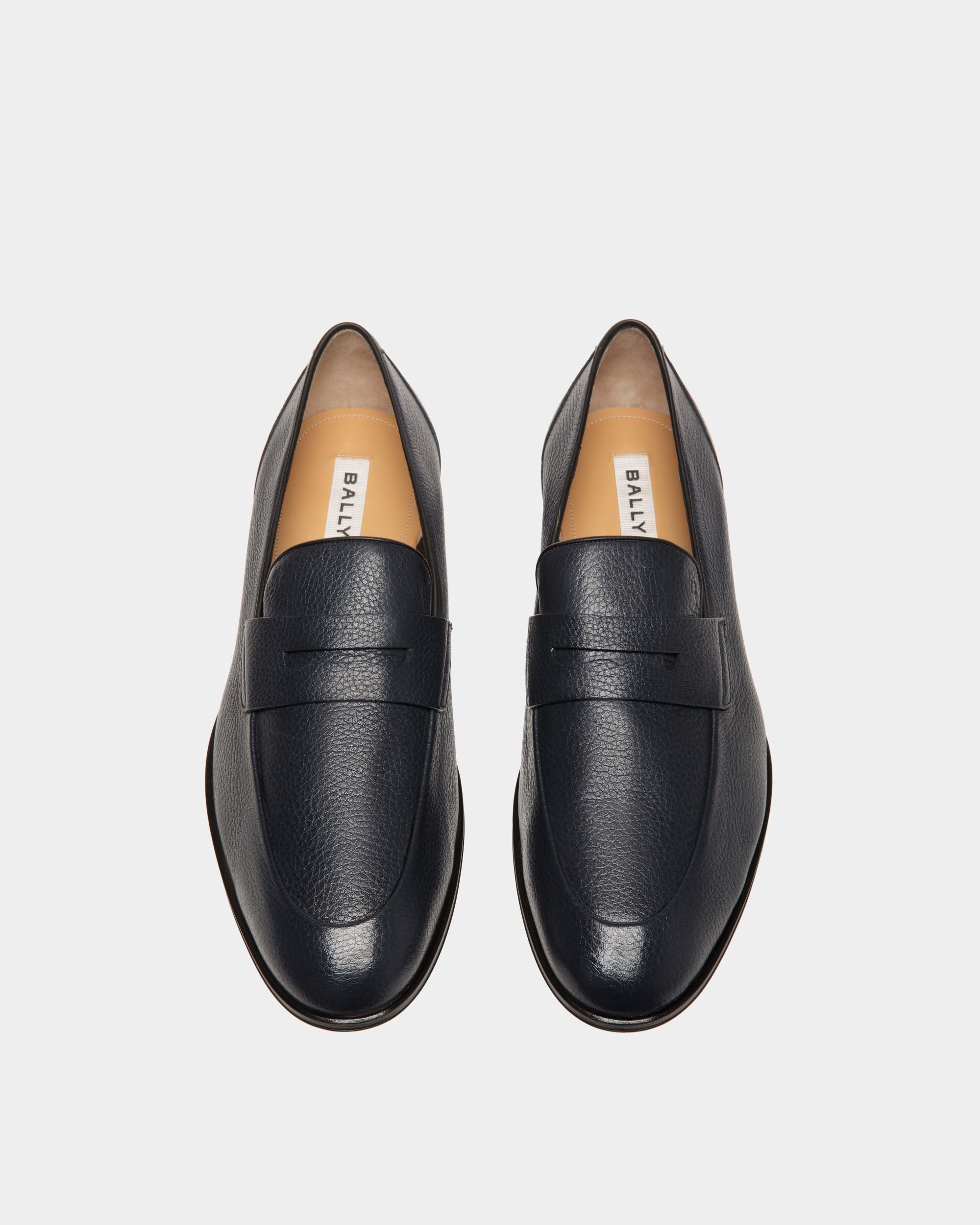 Westminster Loafer in Navy Blue Deer Leather - Hombre - Bally - 04