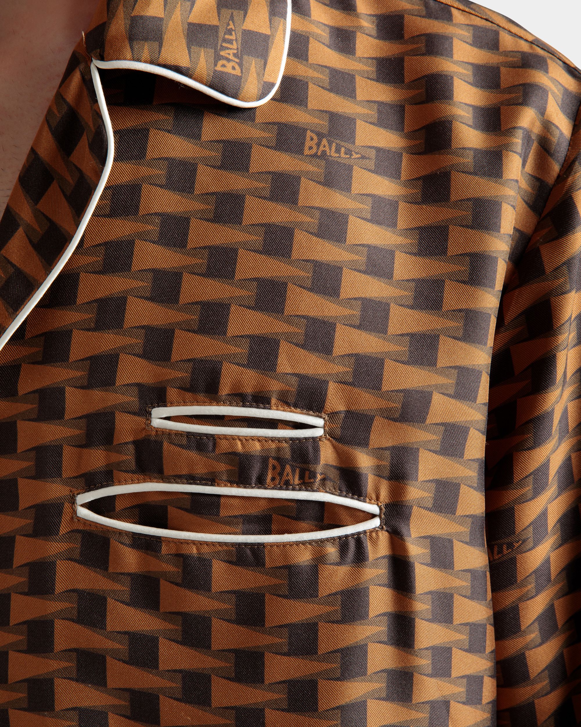 Camisa Con Estampado Pennant De Seda Marrón - Hombre - Bally - 04