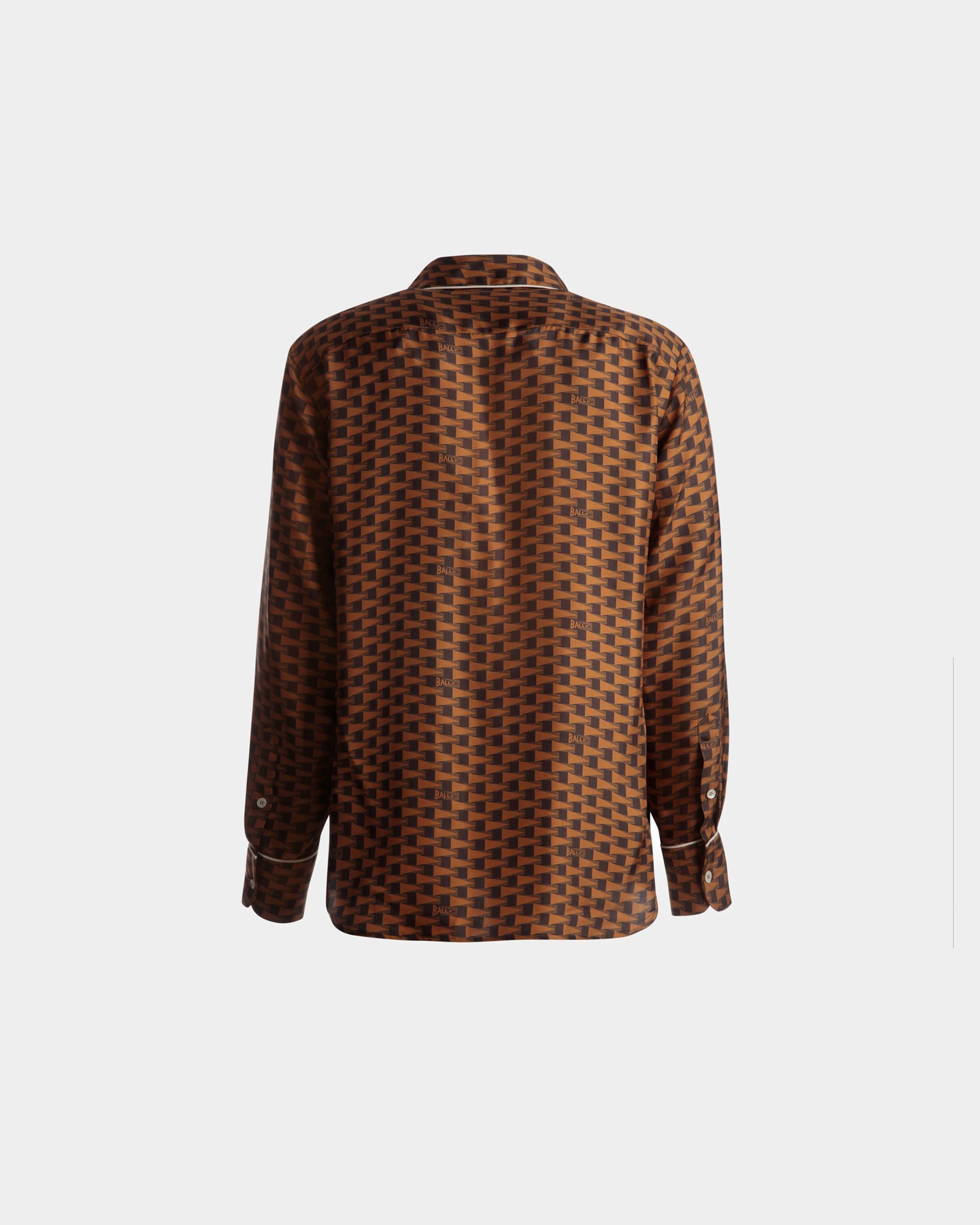 Camisa Con Estampado Pennant De Seda Marrón - Hombre - Bally - 07