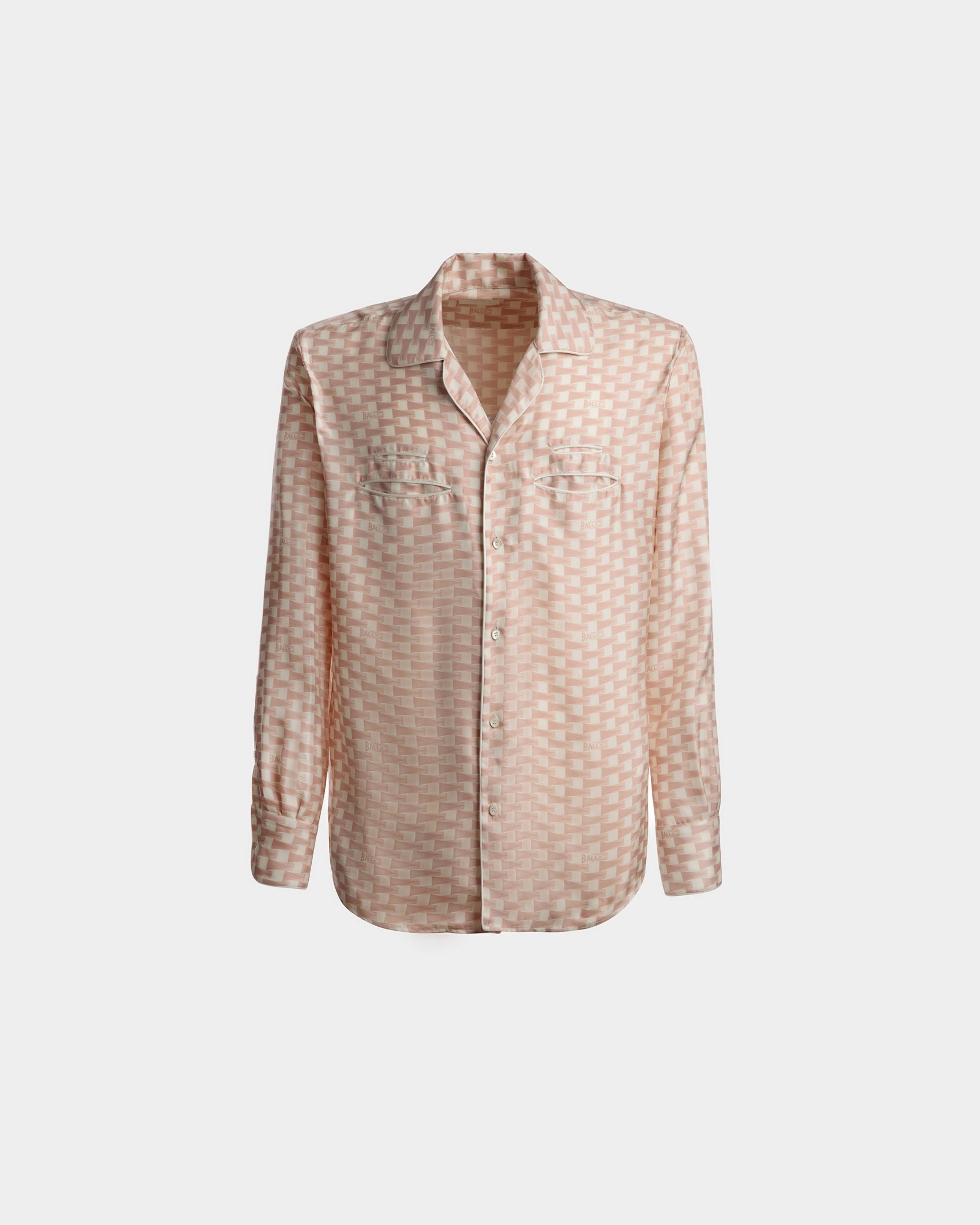 Camisa Con Estampado Pennant De Seda Pétalo Roto - Hombre - Bally - 01