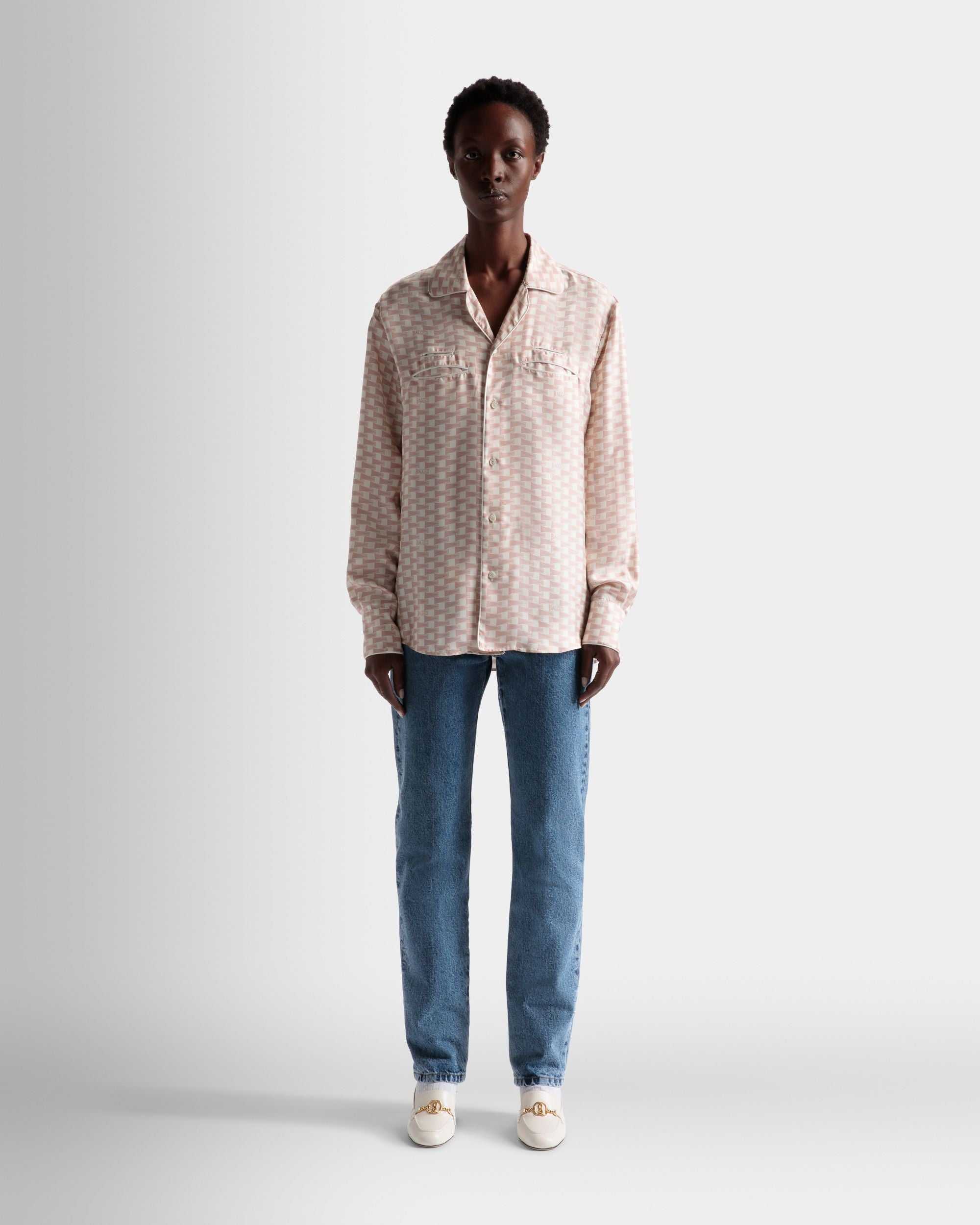 Camisa Con Estampado Pennant De Seda Pétalo Roto - Hombre - Bally - 02
