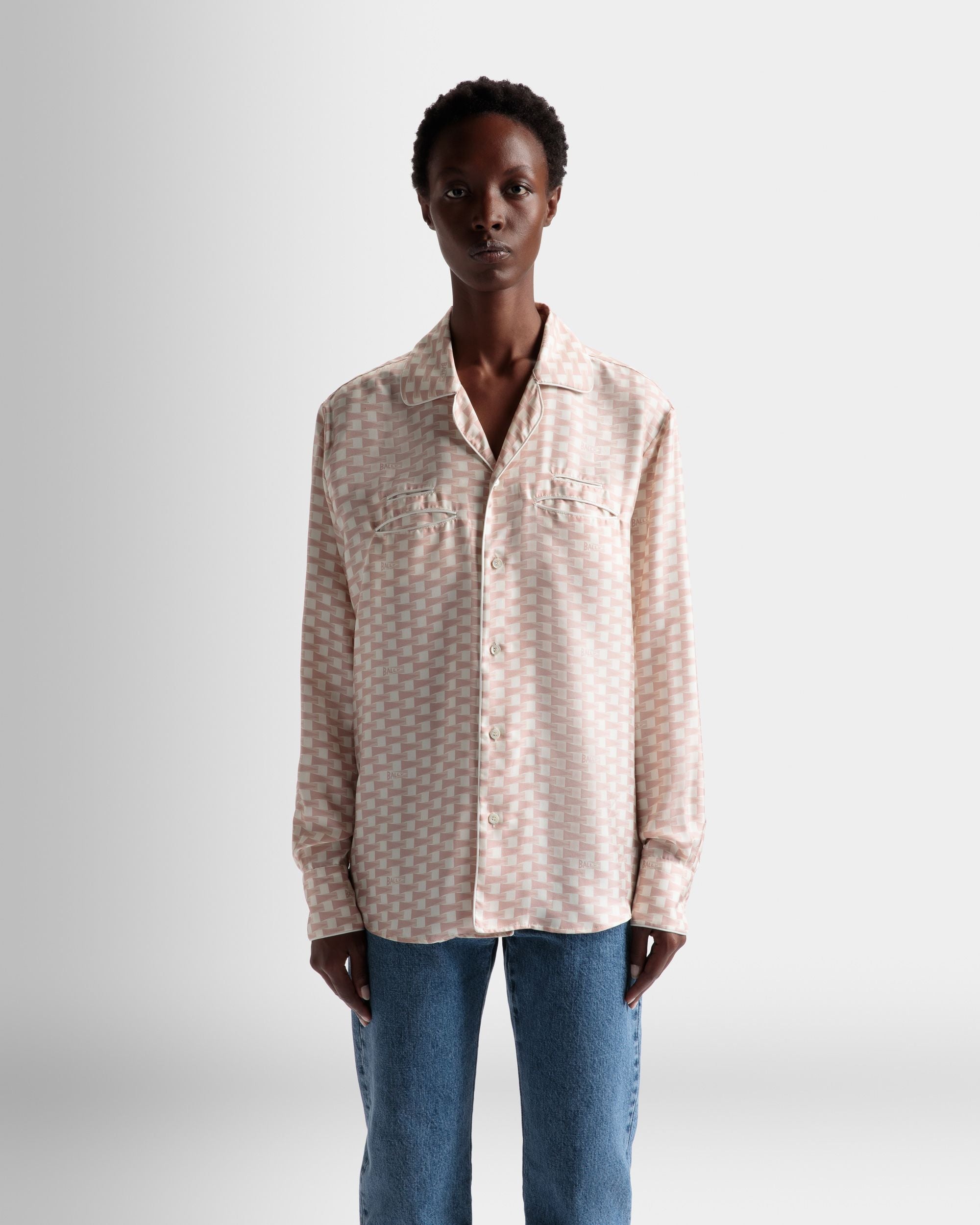 Camisa Con Estampado Pennant De Seda Pétalo Roto - Hombre - Bally - 03