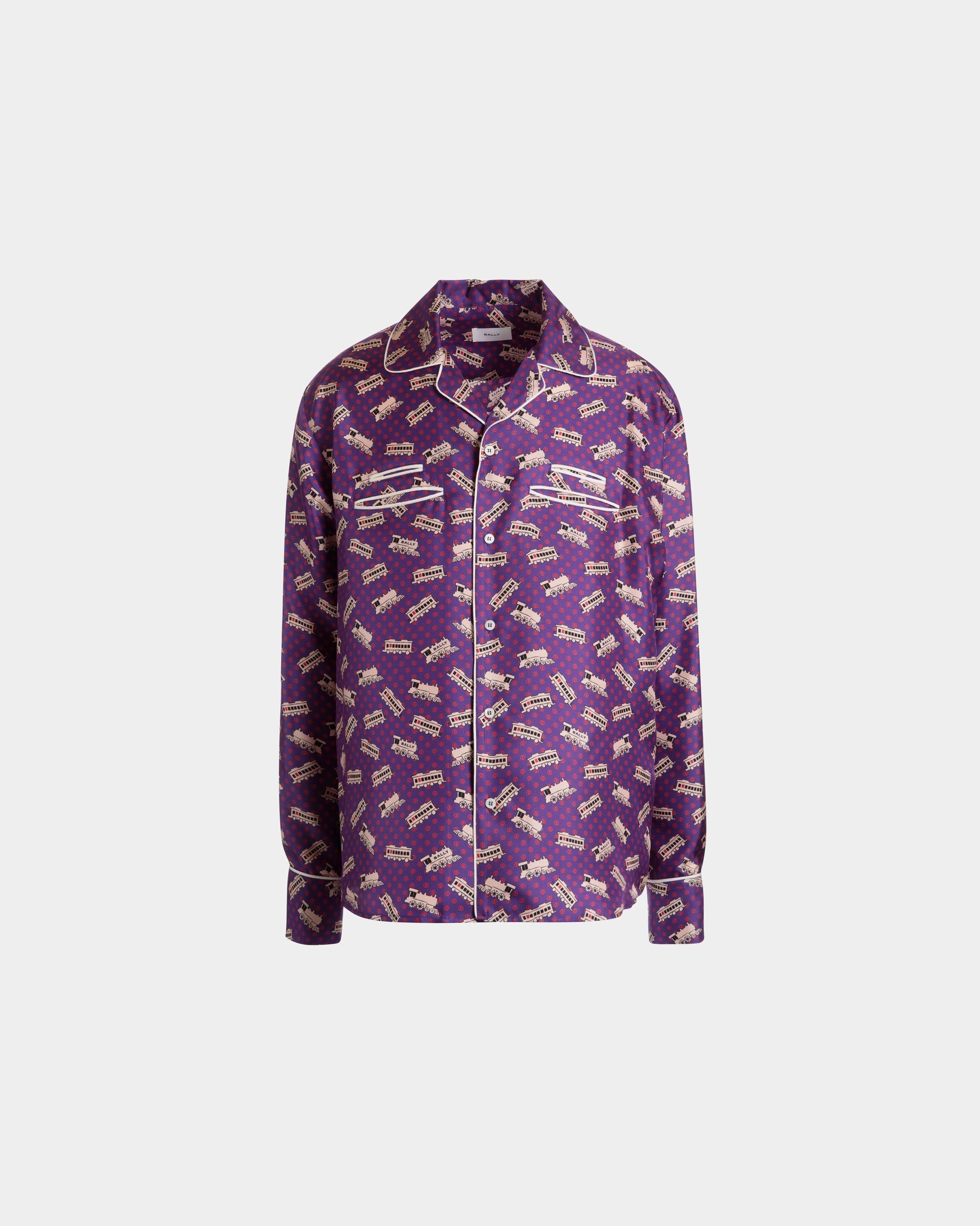 Camisa De Seda Morada Estampada - Hombre - Bally - 01