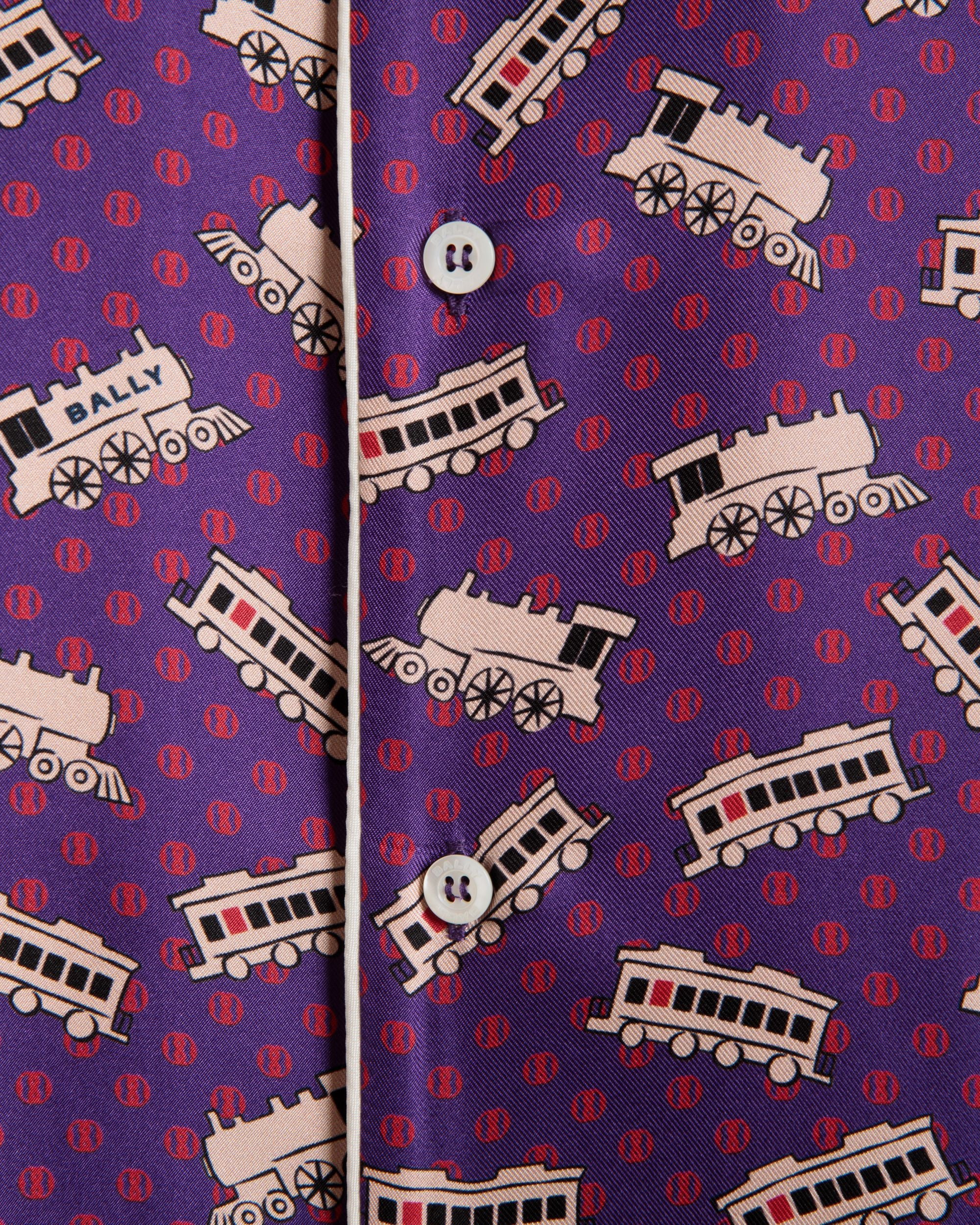 Camisa De Seda Morada Estampada - Hombre - Bally - 02