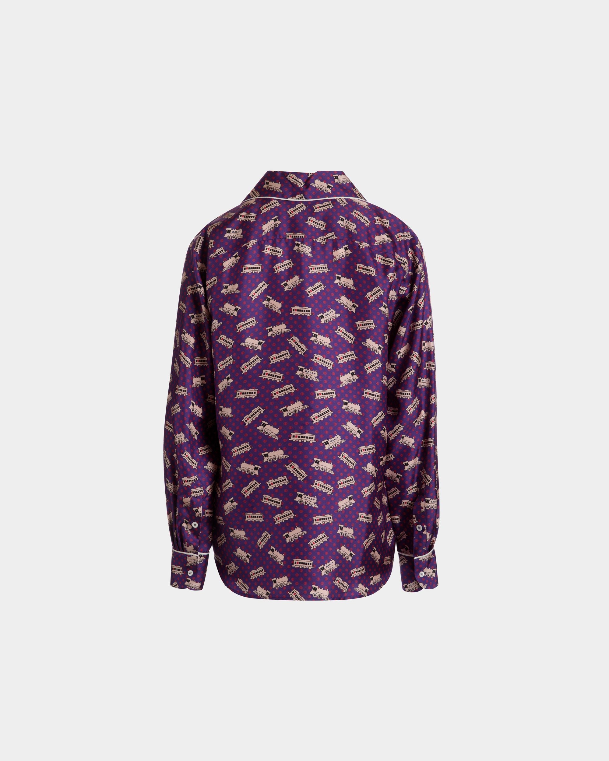Camisa De Seda Morada Estampada - Hombre - Bally - 03