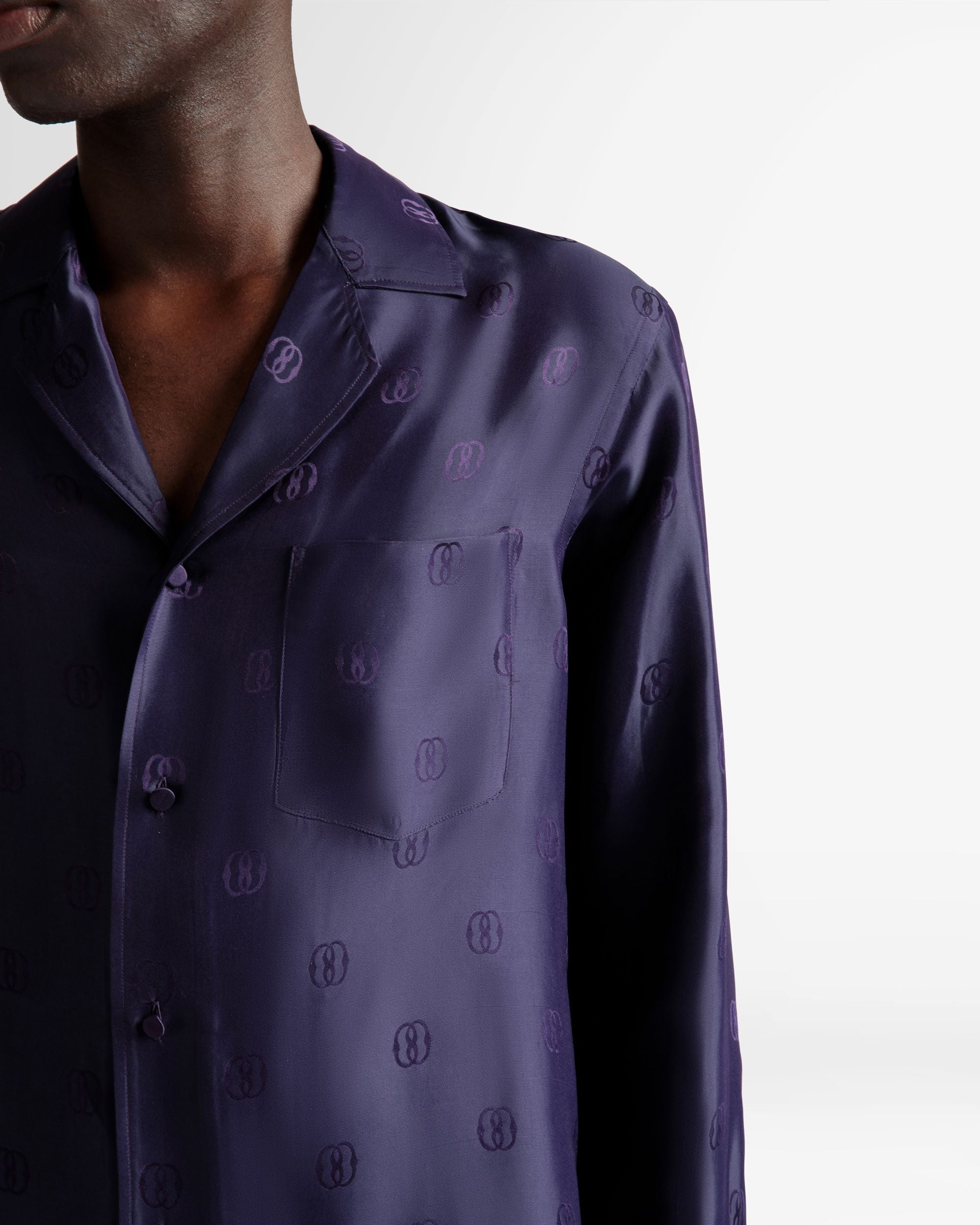 Emblem Print Shirt In Orchid Silk - Men's - Bally - 03