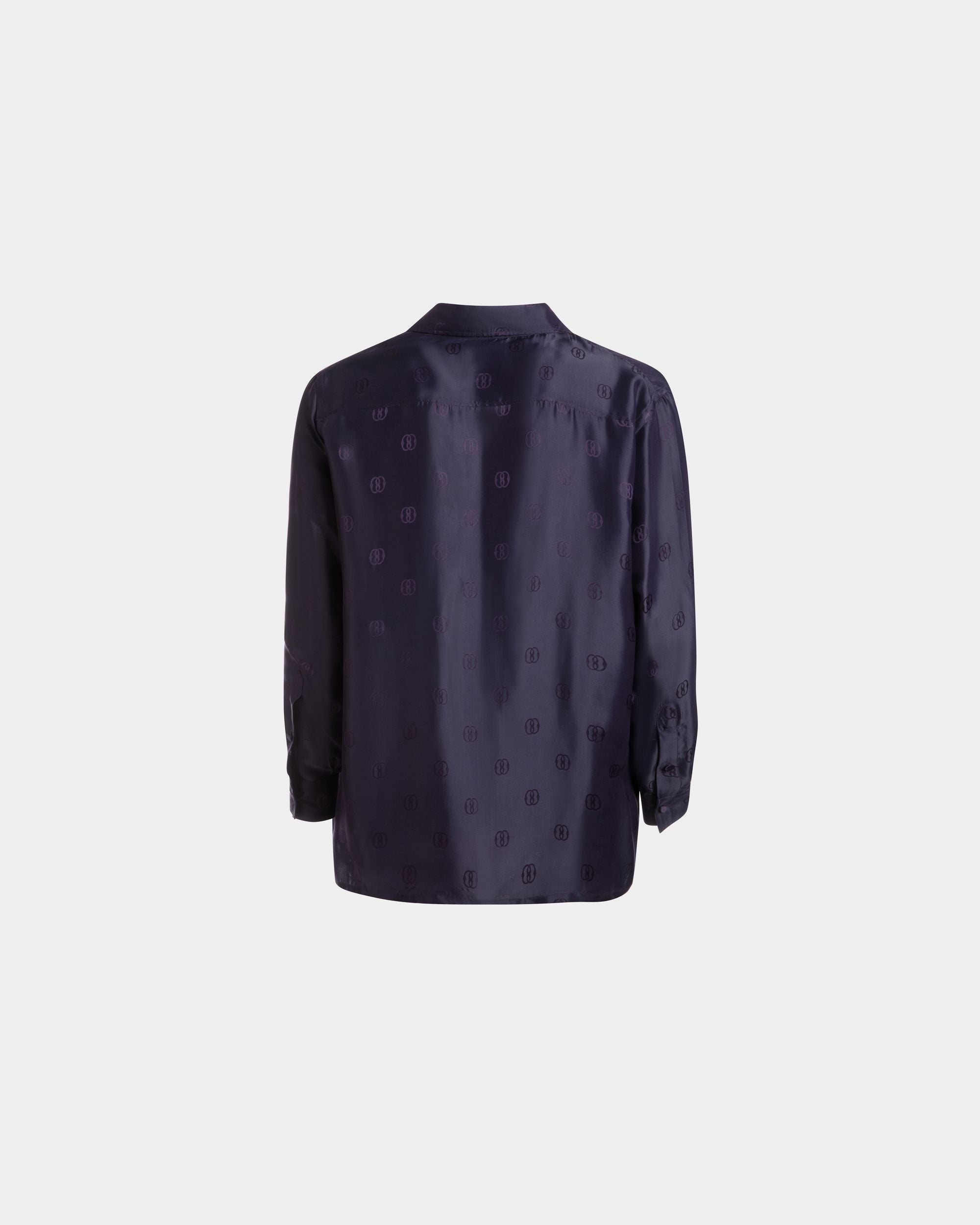 Emblem Print Shirt In Orchid Silk - Men's - Bally - 06
