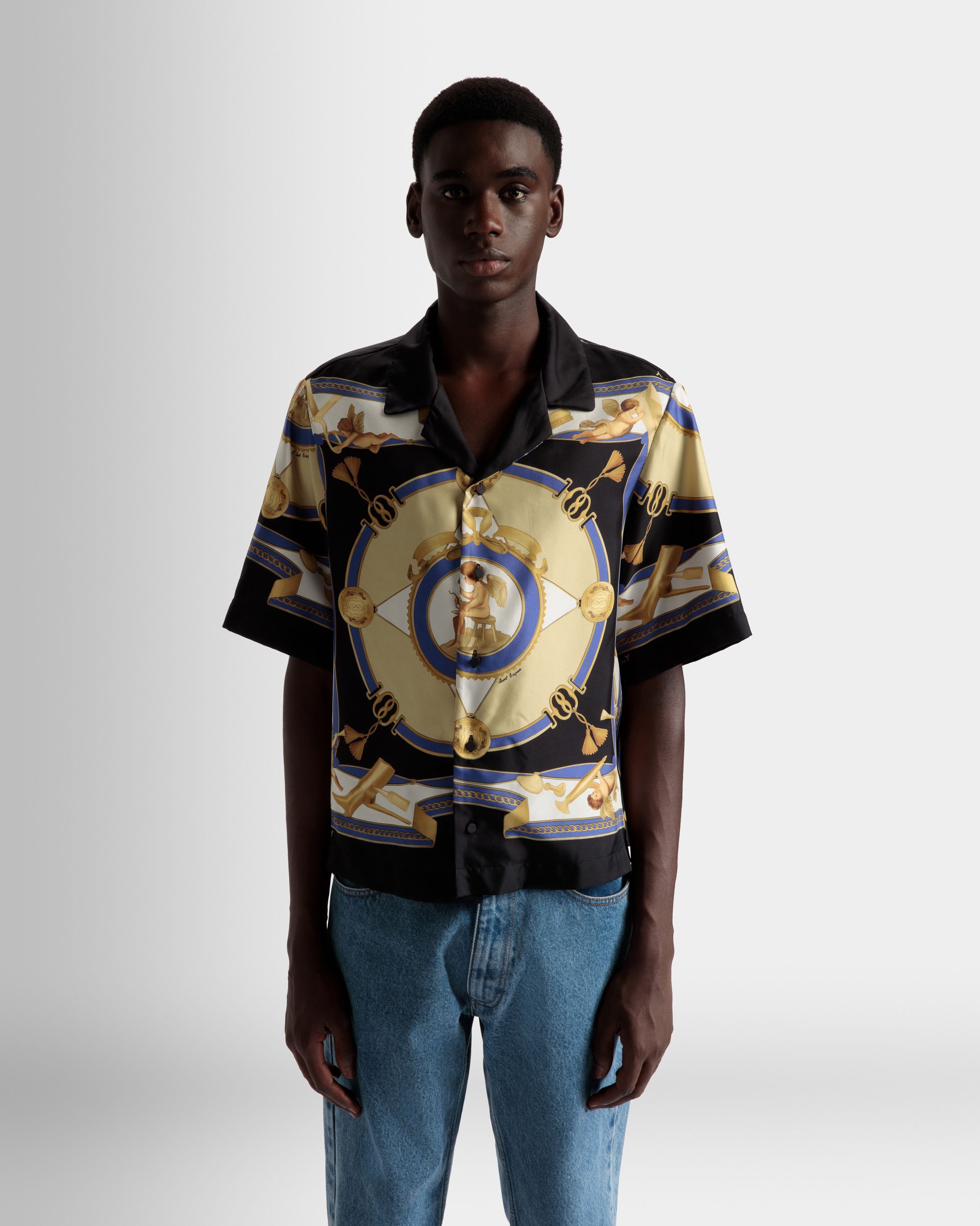 Camisa Bolera Estampada De Seda Negra - Hombre - Bally - 03