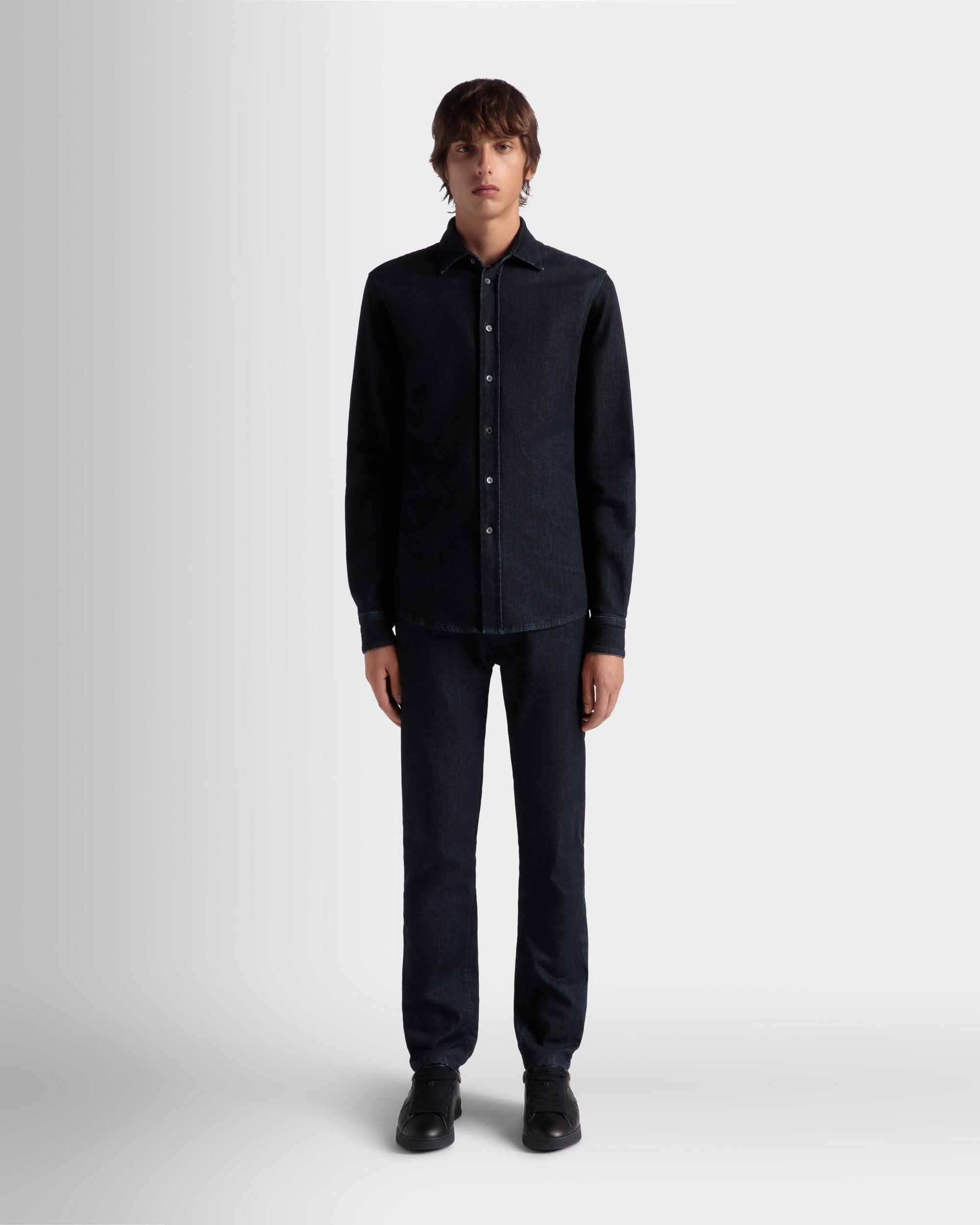 Camisa De Manga Larga Adrien Brody Travel Collection De Mezcla De Algodón Navy Blue - Hombre - Bally - 02
