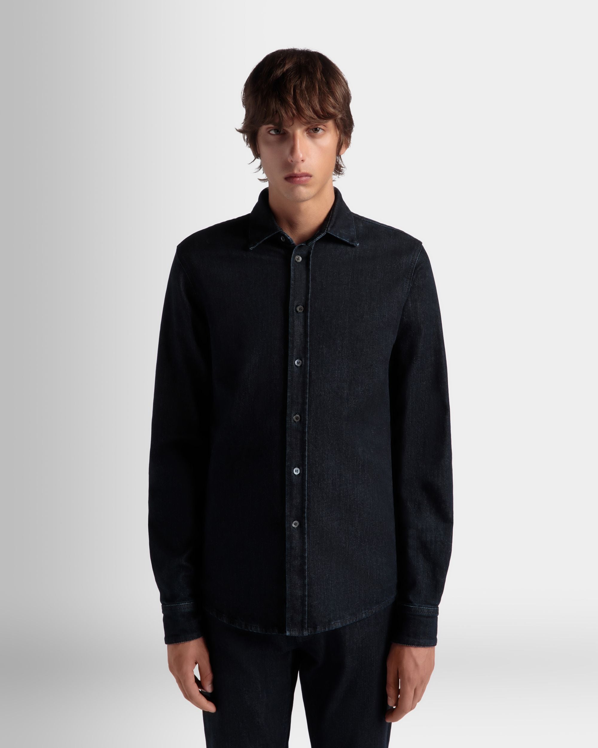 Camisa De Manga Larga Adrien Brody Travel Collection De Mezcla De Algodón Navy Blue - Hombre - Bally - 03
