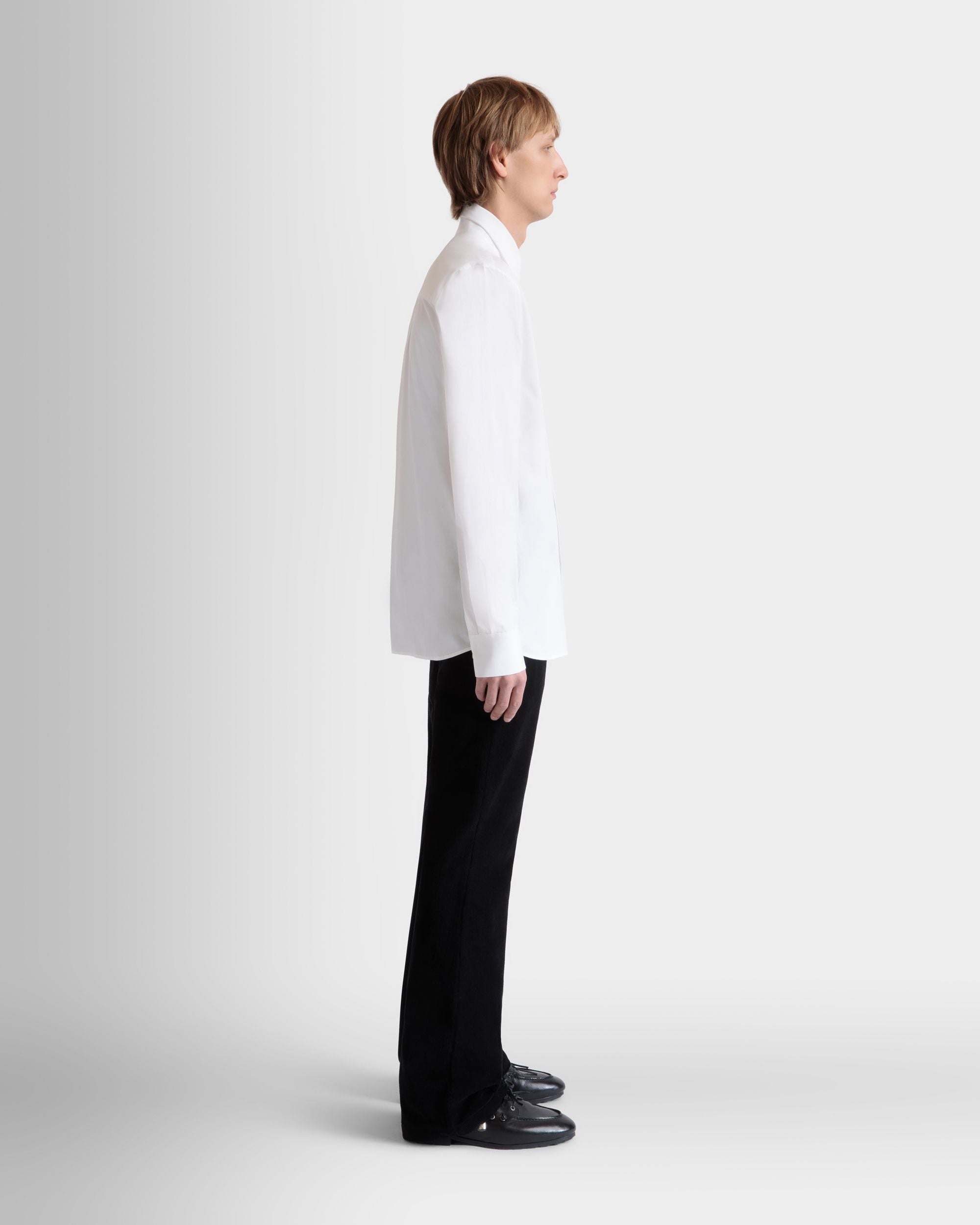 Camisa De Manga Larga De Algodón Blanco - Hombre - Bally - 05
