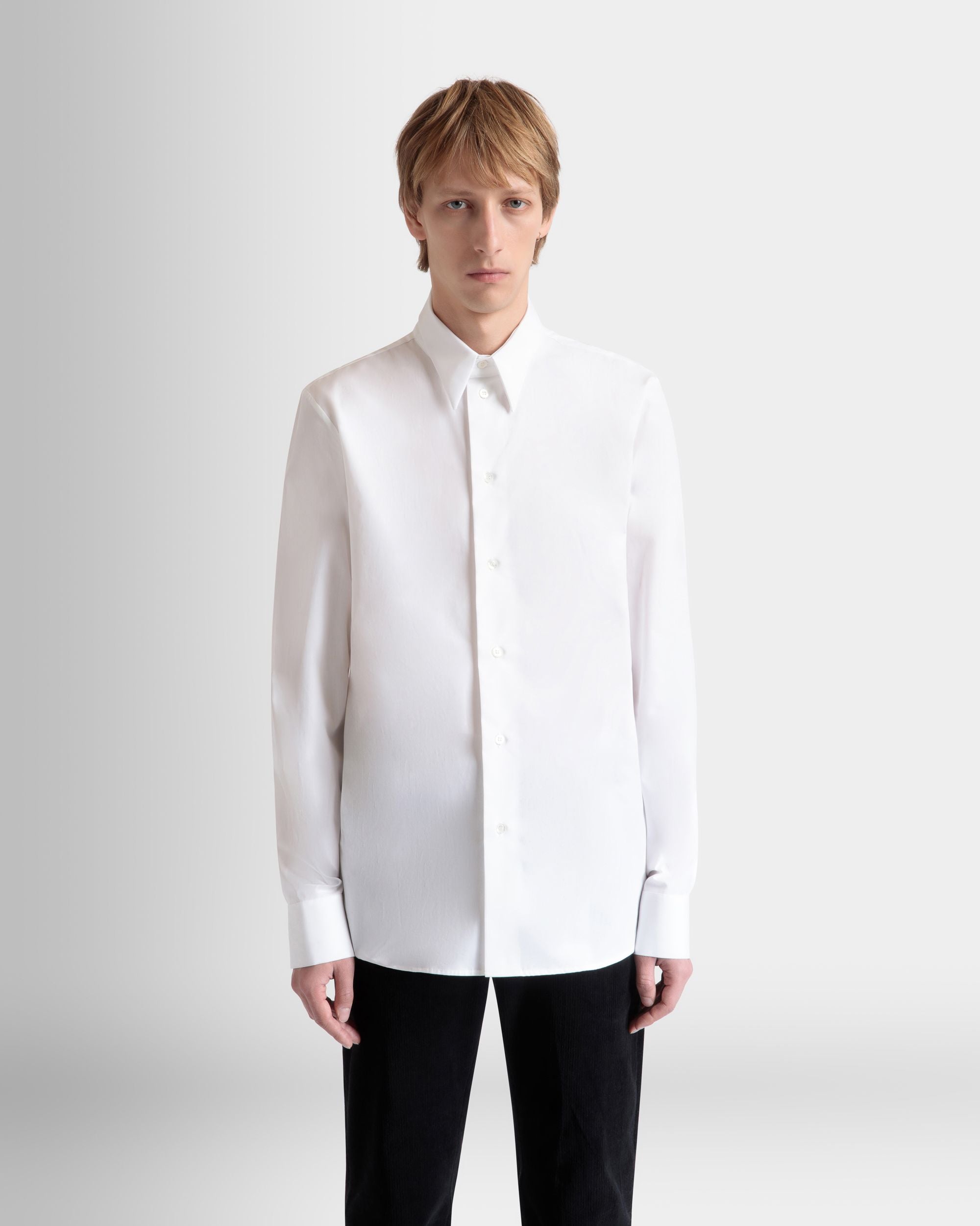Camisa De Manga Larga De Algodón Blanco - Hombre - Bally - 08