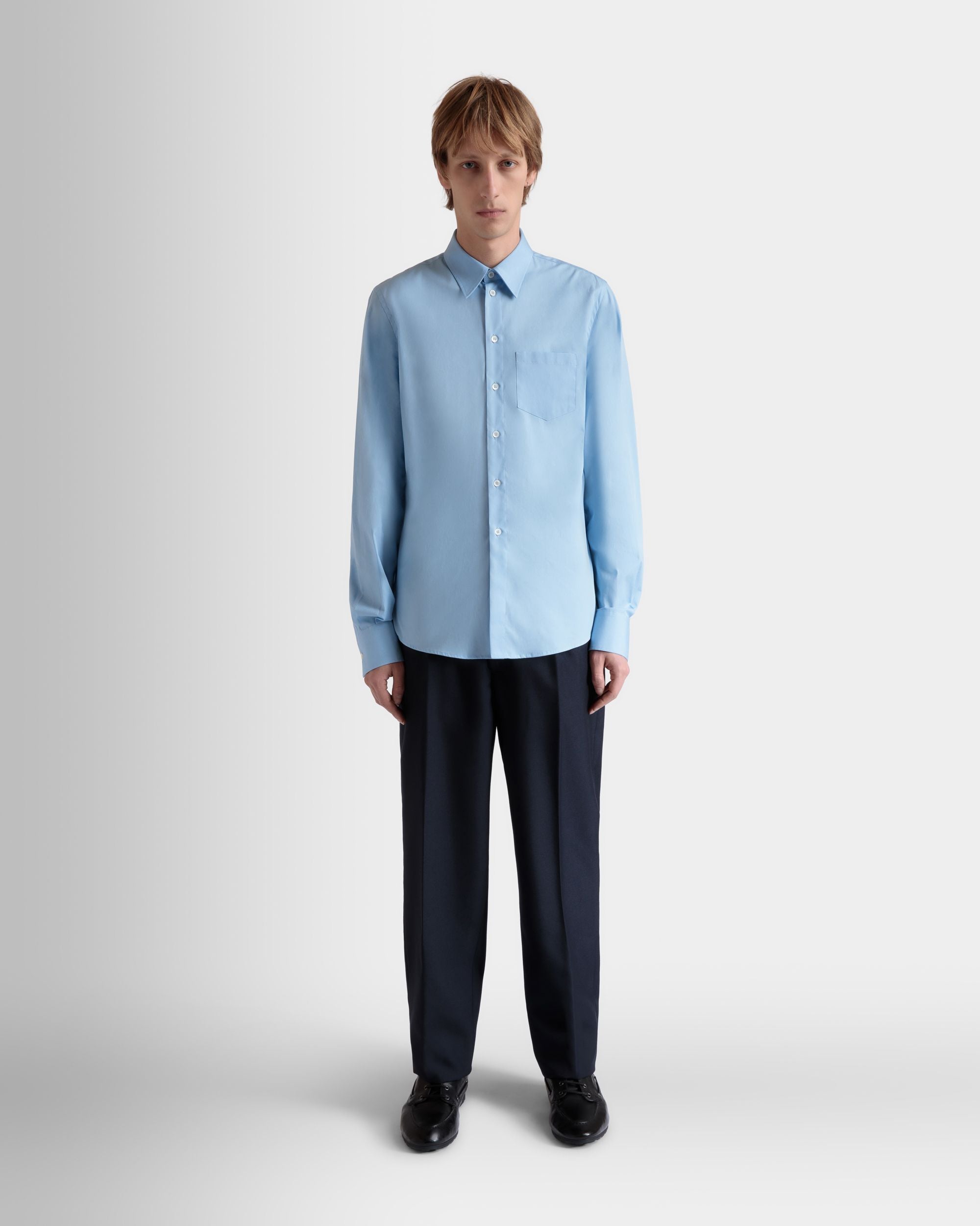 Camisa De Manga Larga De Algodón Light Blue - Hombre - Bally - 02