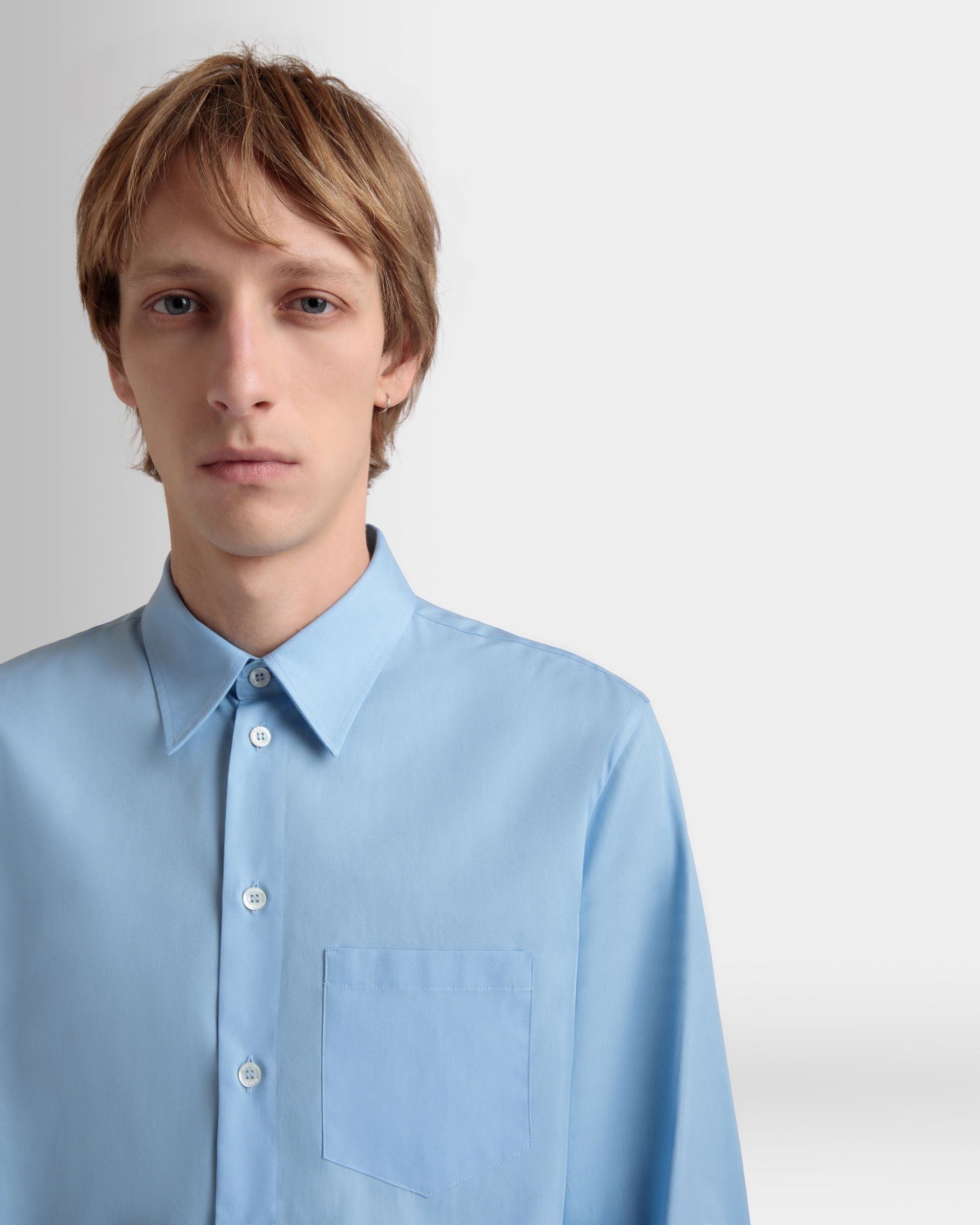 Camisa De Manga Larga De Algodón Light Blue - Hombre - Bally - 03