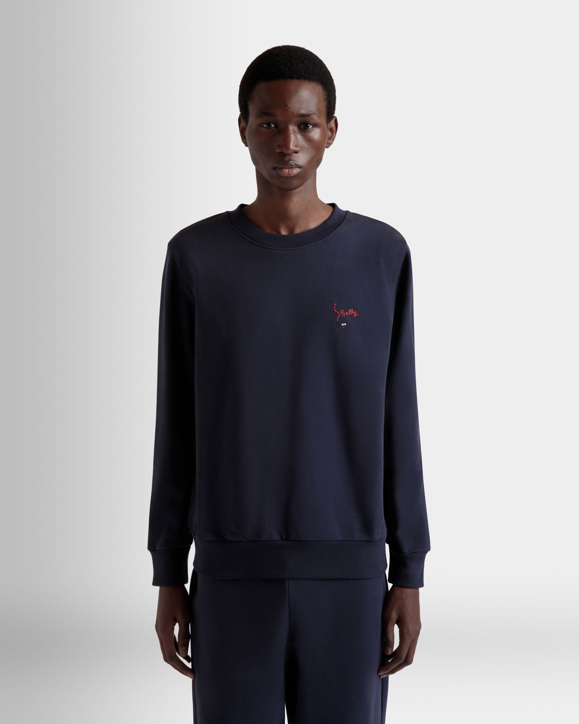 Sudadera De Cuello Redondo De Algodón Navy Blue - Hombre - Bally - 08
