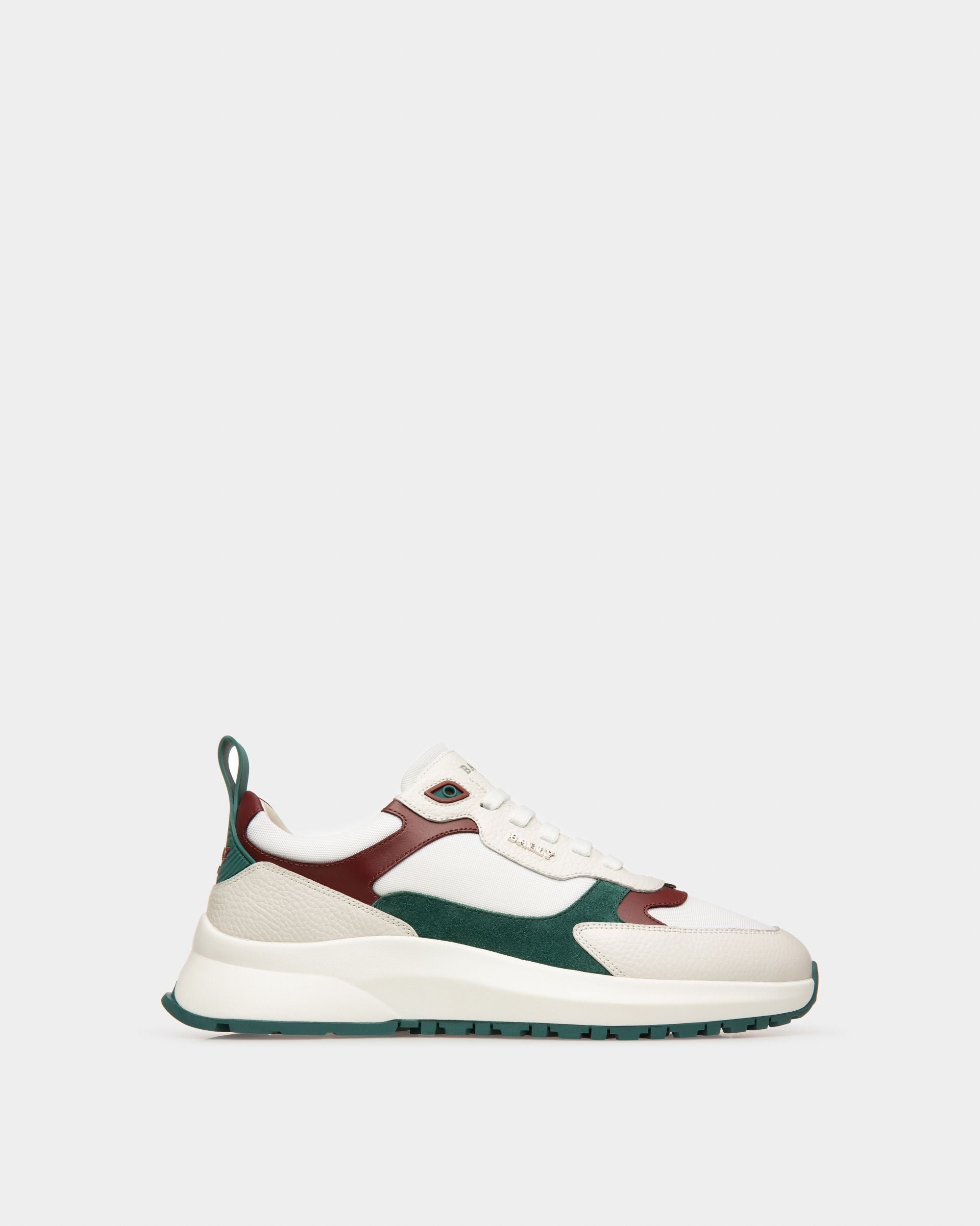 Dave Zapatillas En Piel Y Tela De Color Blanco Y Rojo Heritage - Hombre - Bally - 01