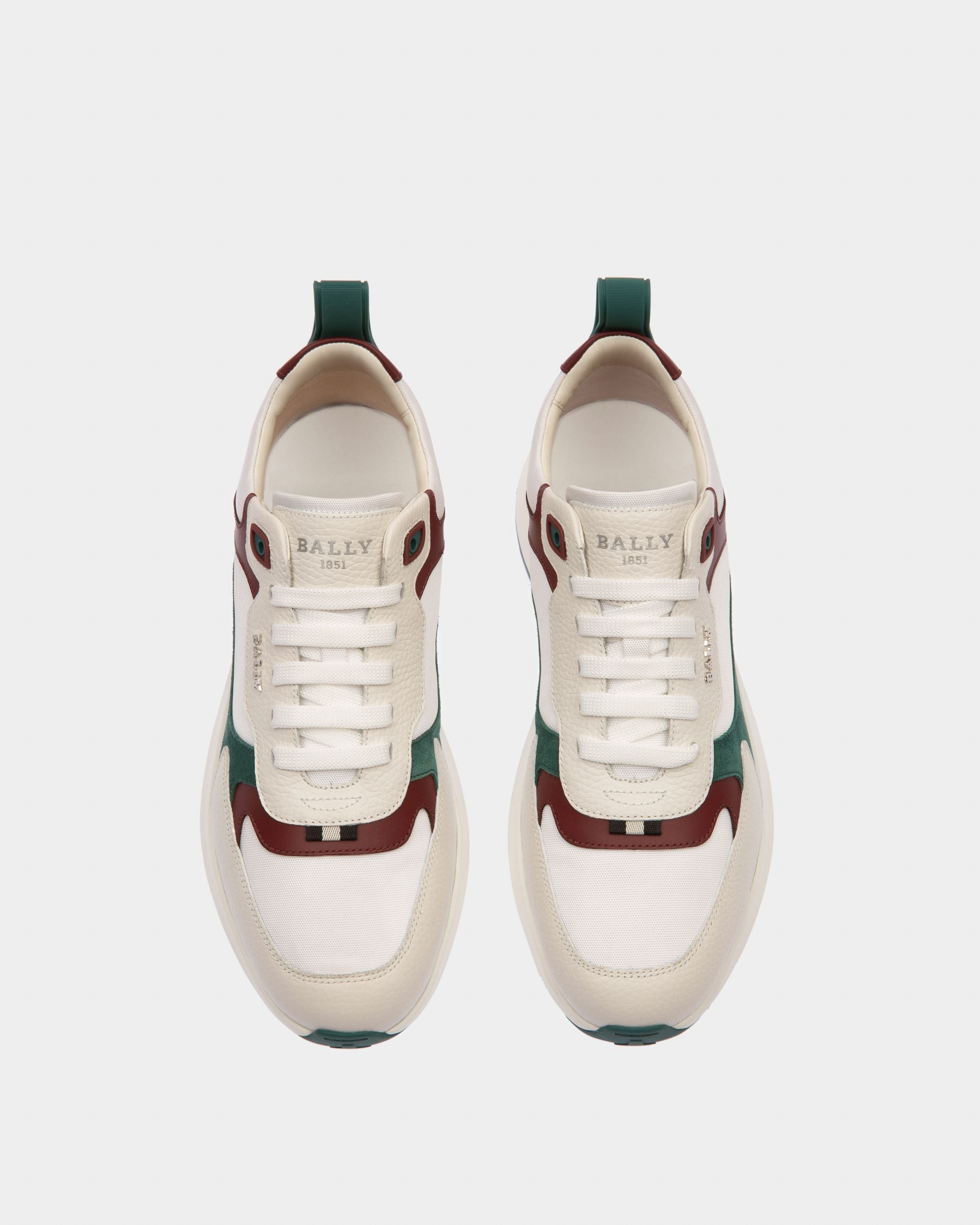 Dave Zapatillas En Piel Y Tela De Color Blanco Y Rojo Heritage - Hombre - Bally - 03