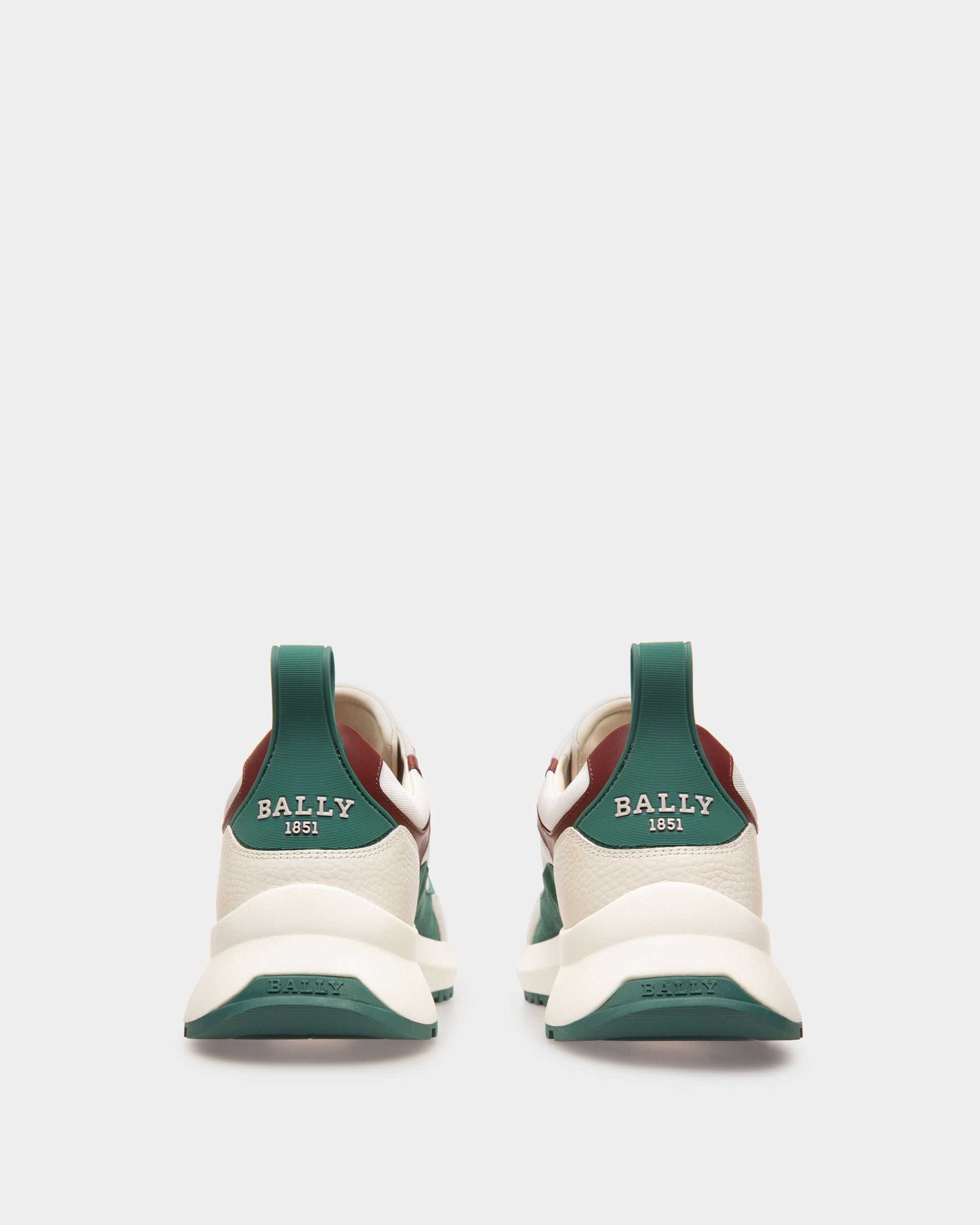 Dave Zapatillas En Piel Y Tela De Color Blanco Y Rojo Heritage - Hombre - Bally - 04