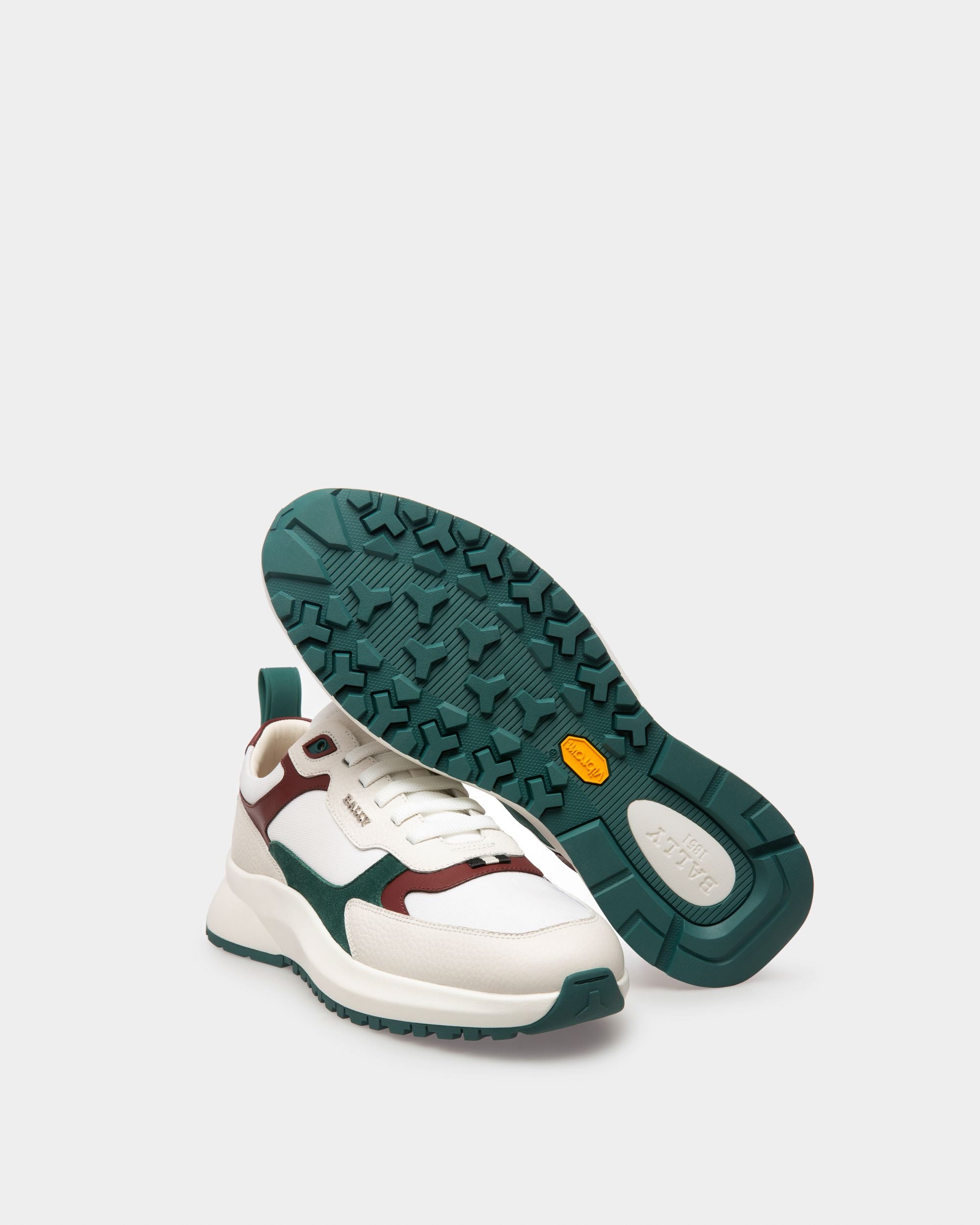 Dave Zapatillas En Piel Y Tela De Color Blanco Y Rojo Heritage - Hombre - Bally - 05