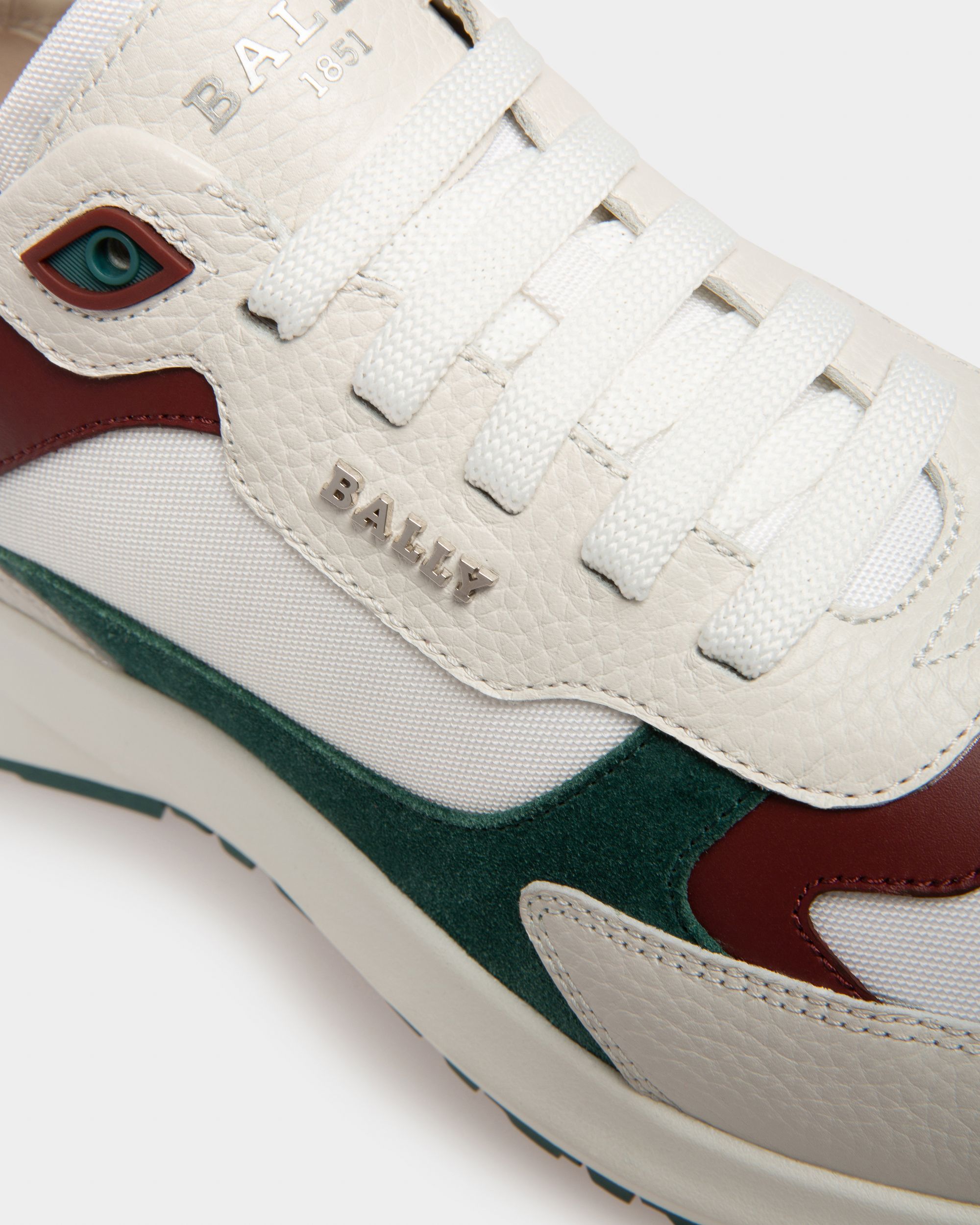 Dave Zapatillas En Piel Y Tela De Color Blanco Y Rojo Heritage - Hombre - Bally - 06