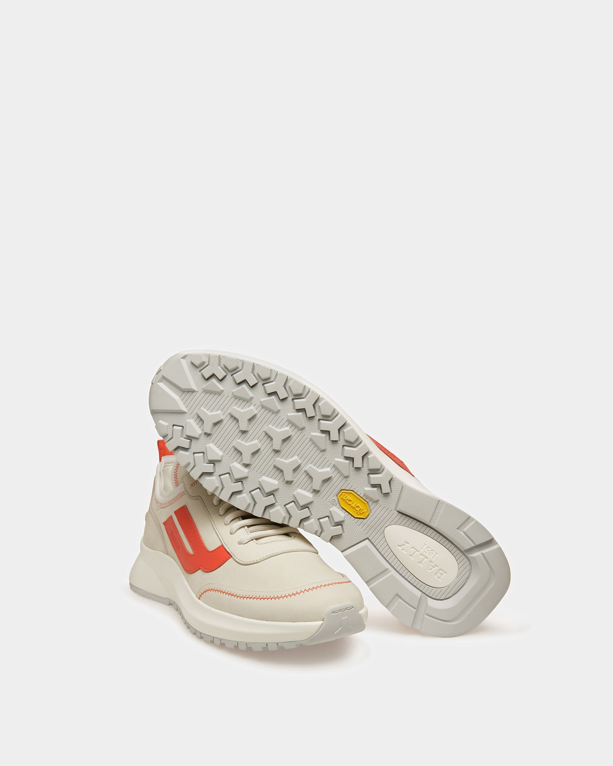 Darys Zapatillas De Piel En Blanco Empolvado Y Naranja - Hombre - Bally - 04