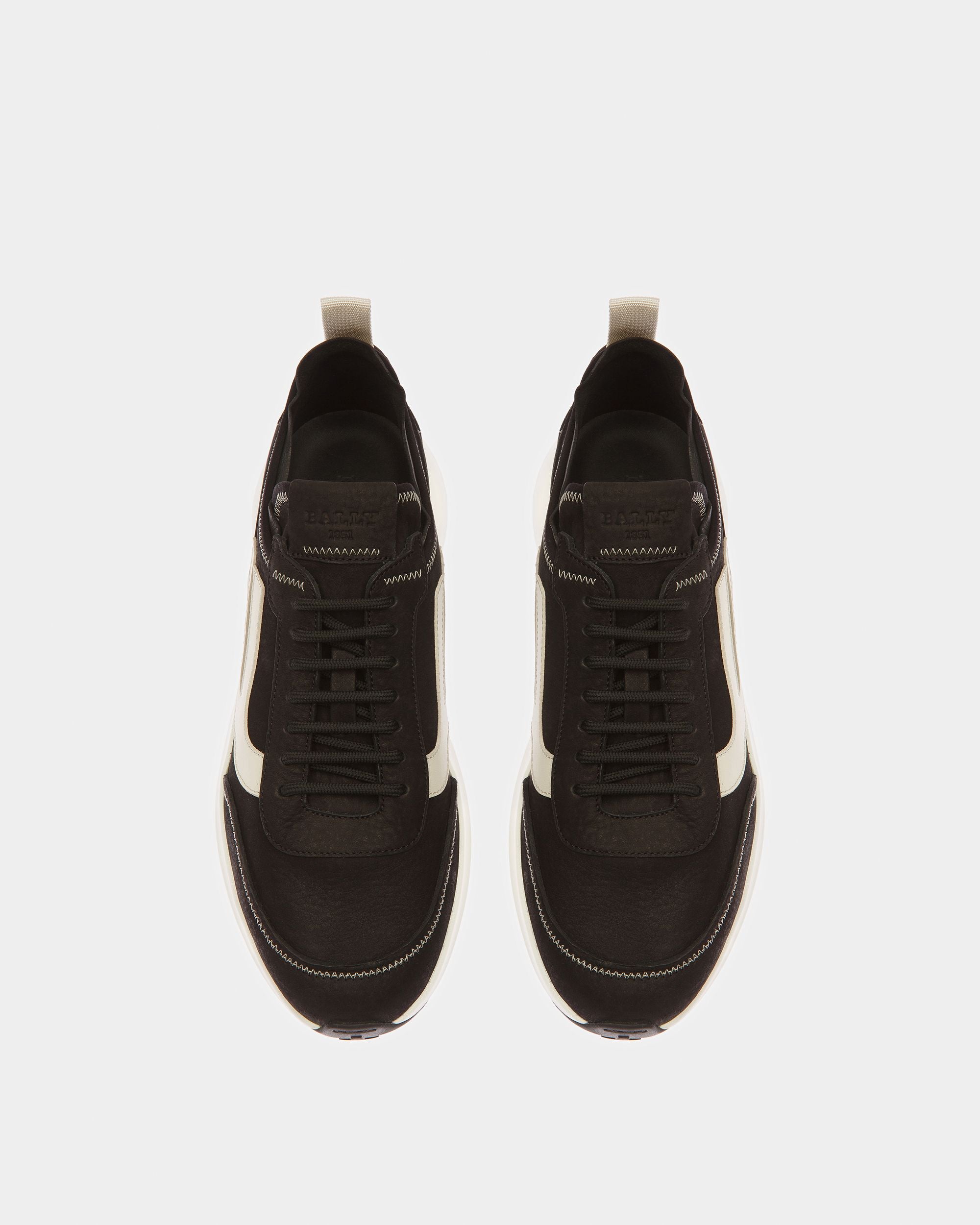 Darys Leather Sneakers In Black And Dusty White - Men's - Bally - 02