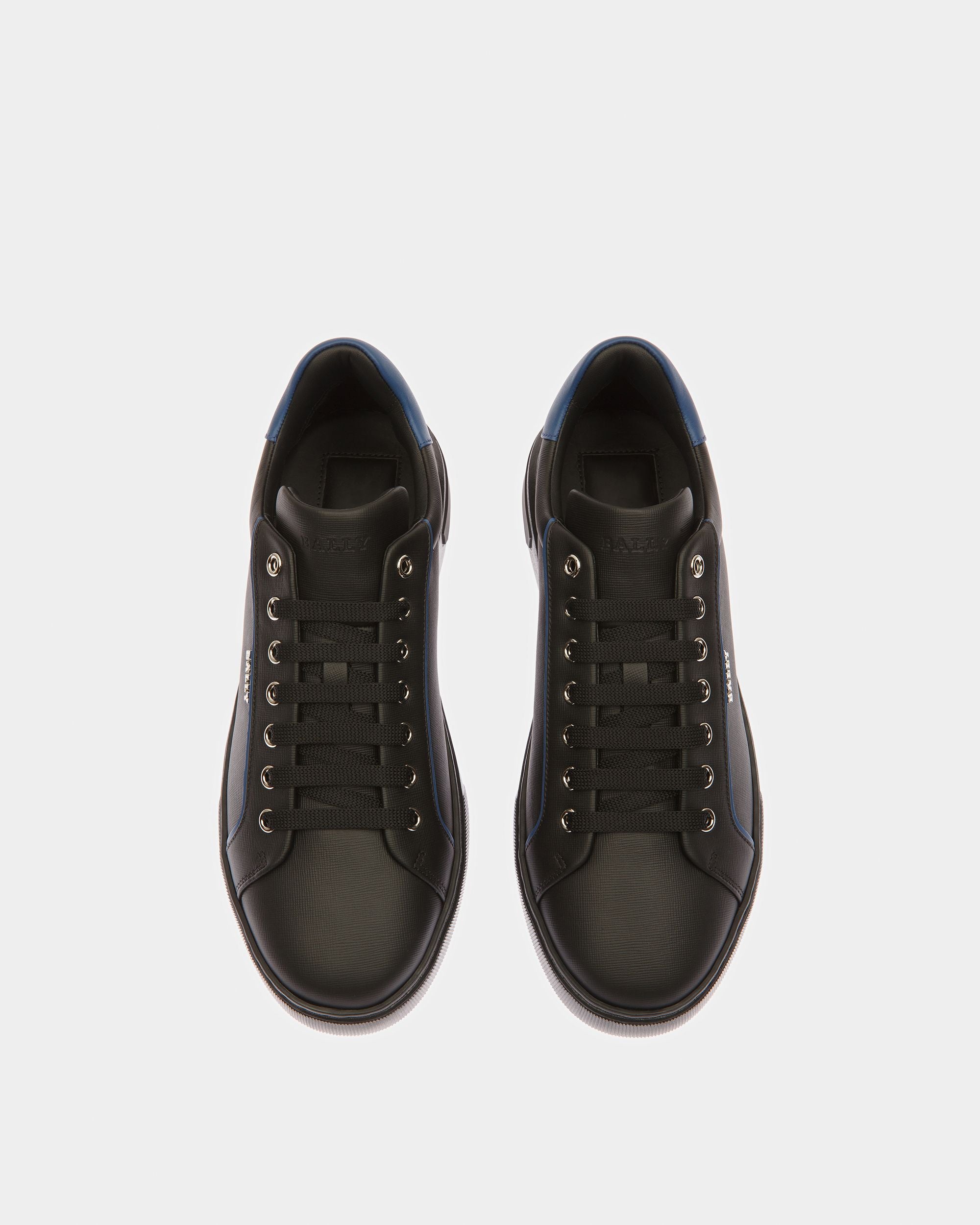 Manuel Zapatillas De Piel En Negro Y Azul Neón - Hombre - Bally - 02