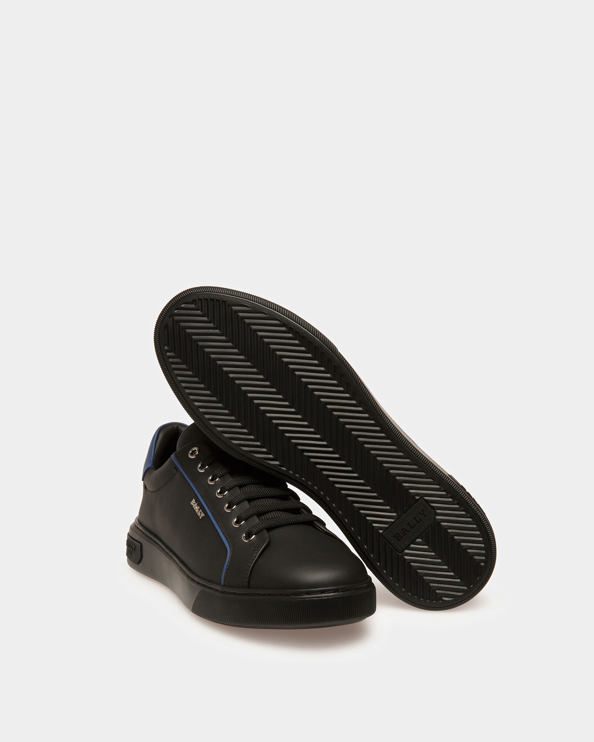 Manuel Zapatillas De Piel En Negro Y Azul Neón - Hombre - Bally - 05