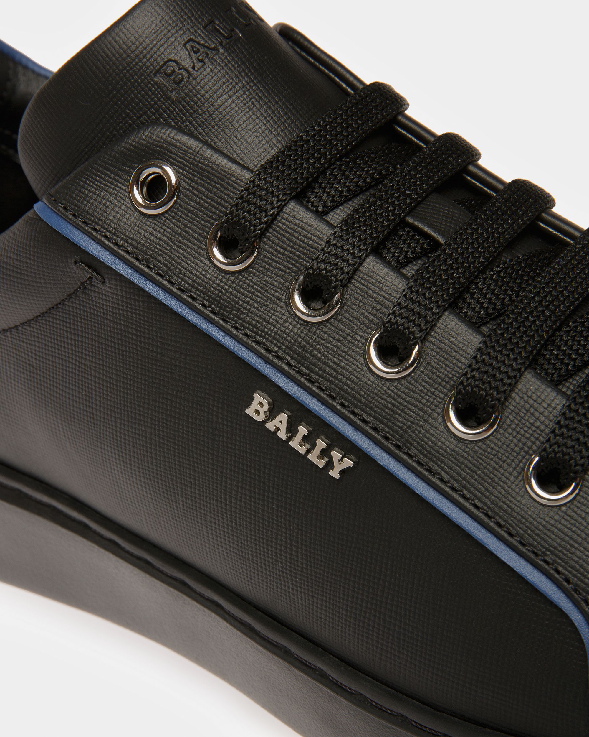 Manuel Zapatillas De Piel En Negro Y Azul Neón - Hombre - Bally - 06