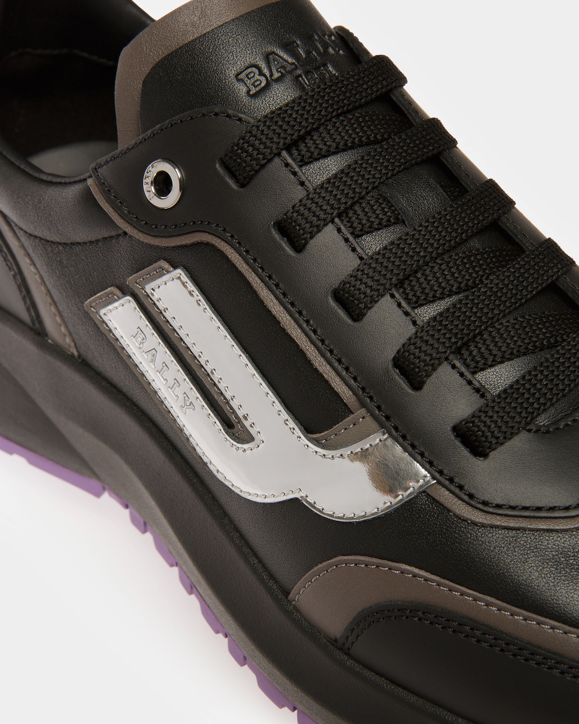 Demmy Zapatillas De Piel En Negro Y Mineral Oscuro - Hombre - Bally - 06