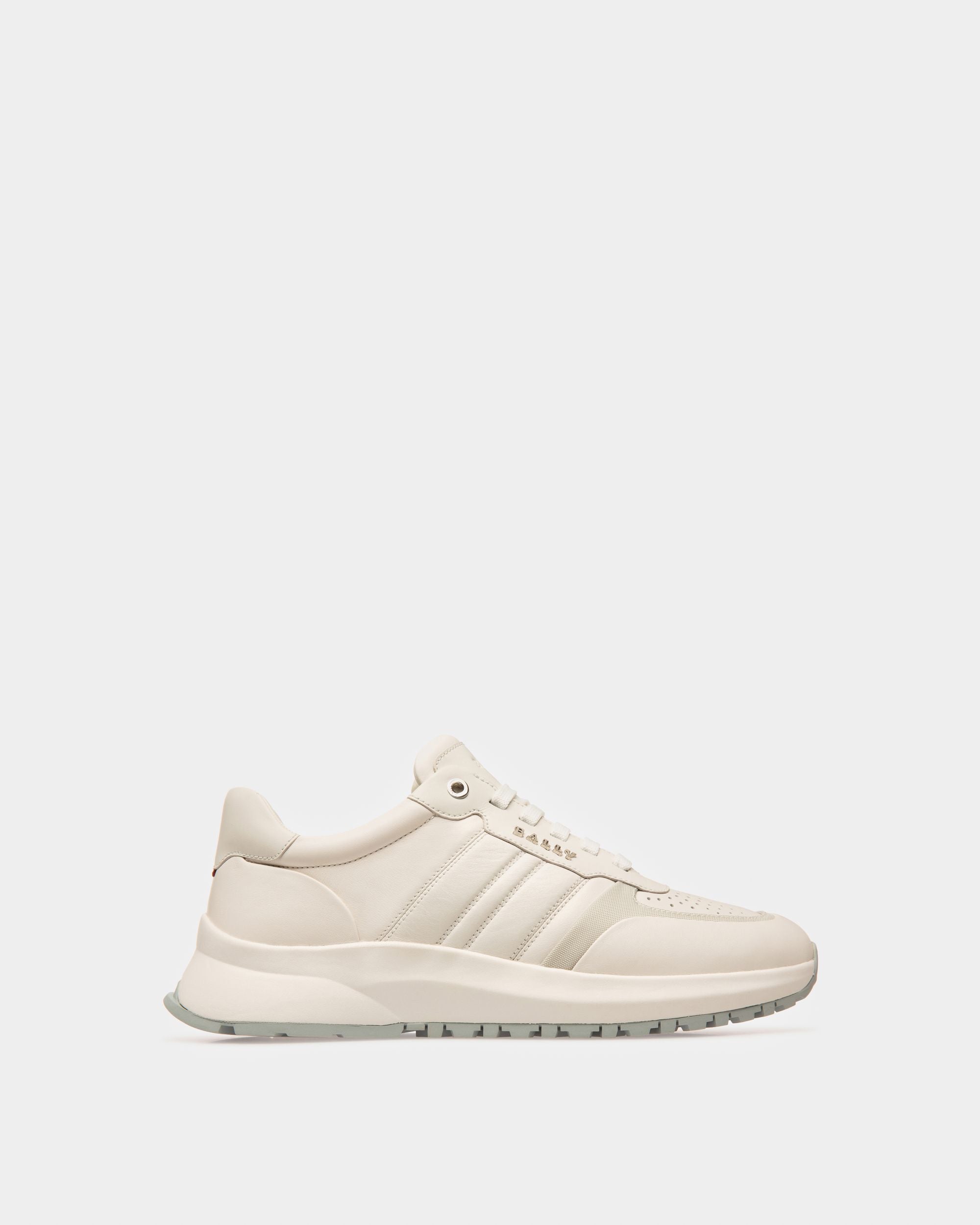 Dessye Leather And Fabric Sneakers In White And Bone - Men's - Bally - 01