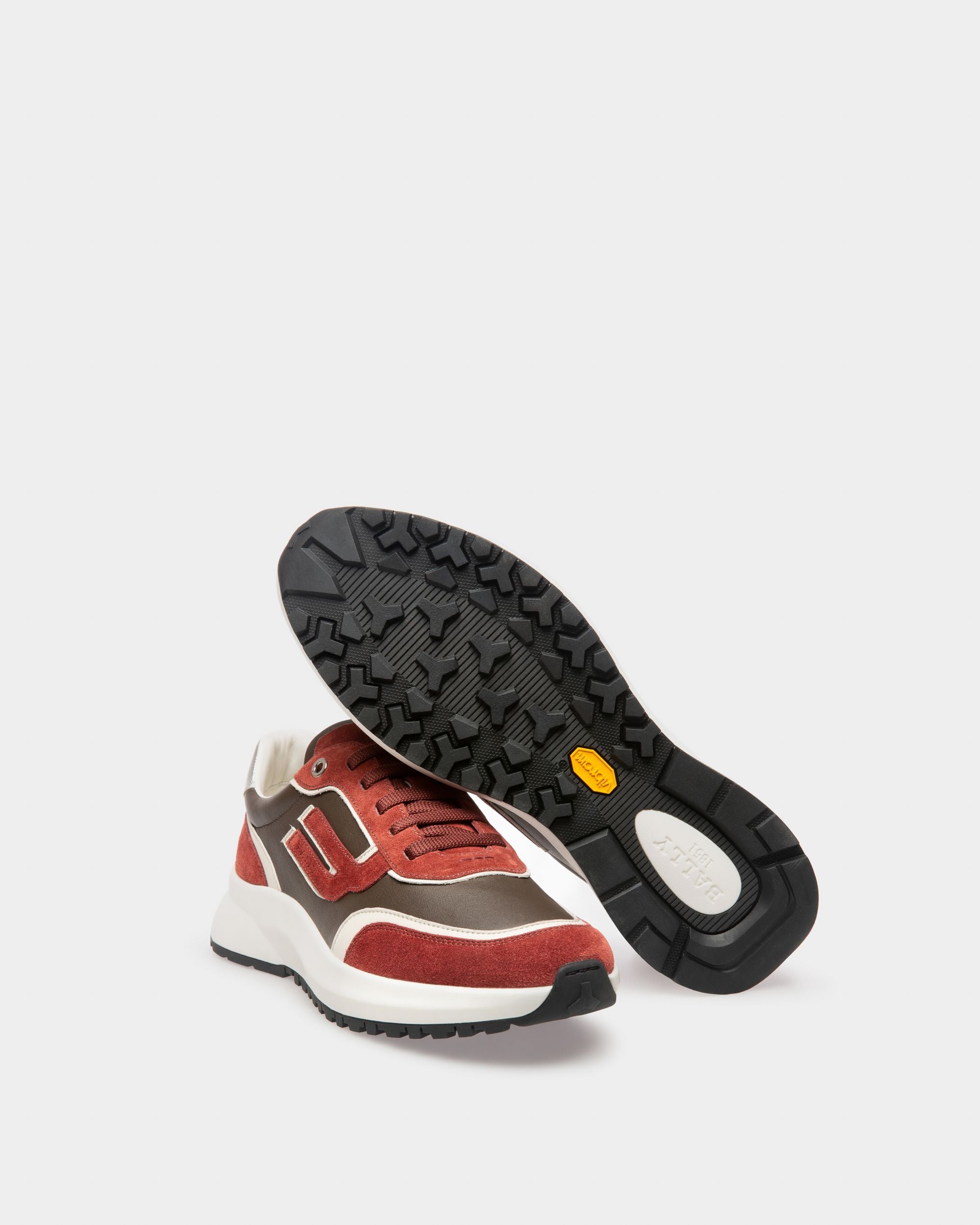 Demmy Zapatillas De Piel En Rojo Heritage Y Marrón - Hombre - Bally - 04