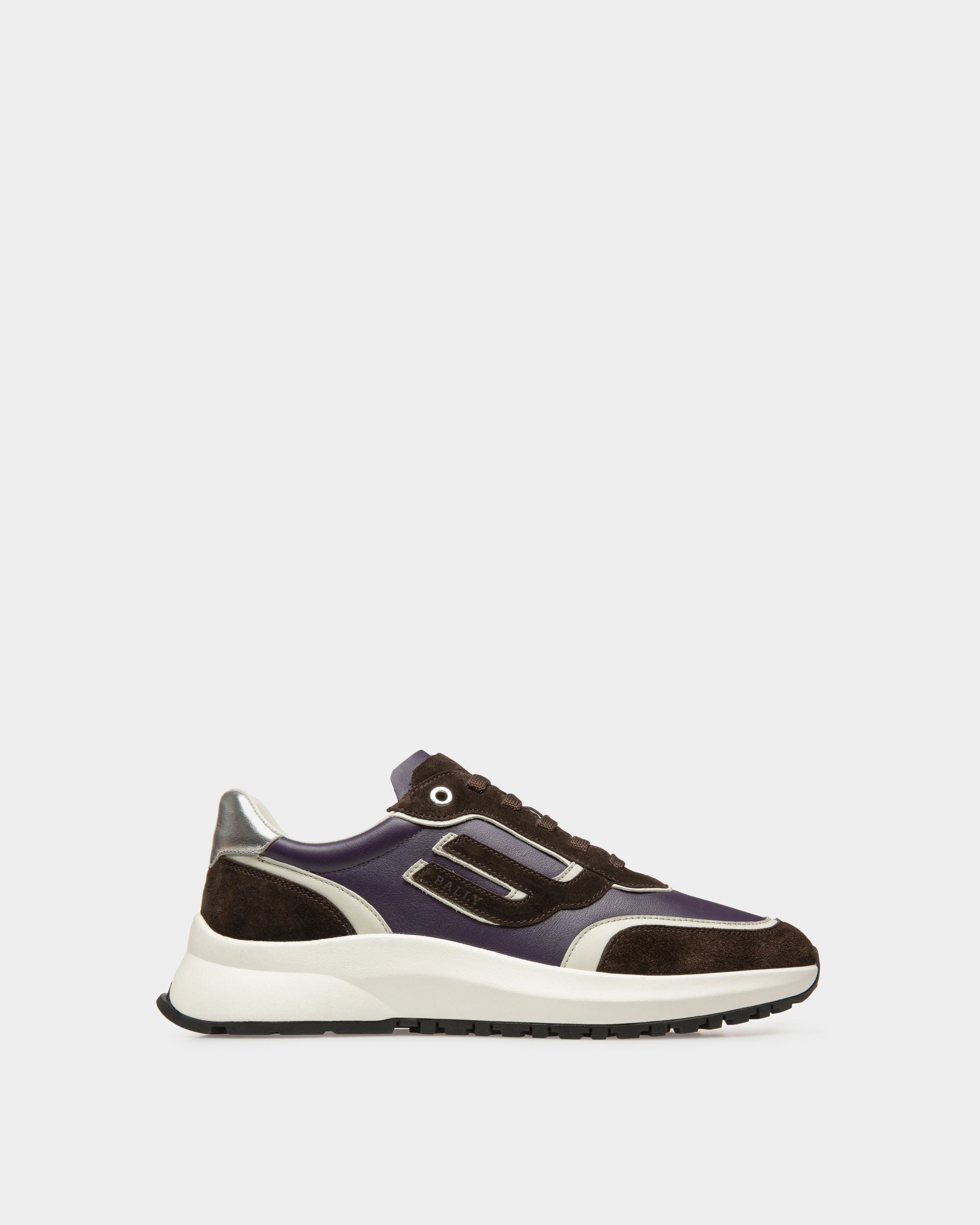 Zapatilla Outline En Piel Morada Y Ante Marrón - Hombre - Bally - 01