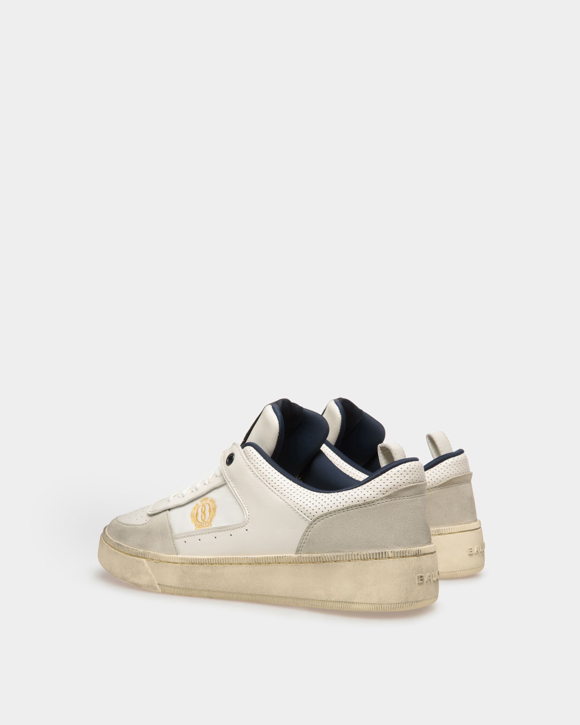 Zapatillas Raise De Piel Y Tela Blanco Roto Y Azul Medianoche - Hombre - Bally - 03