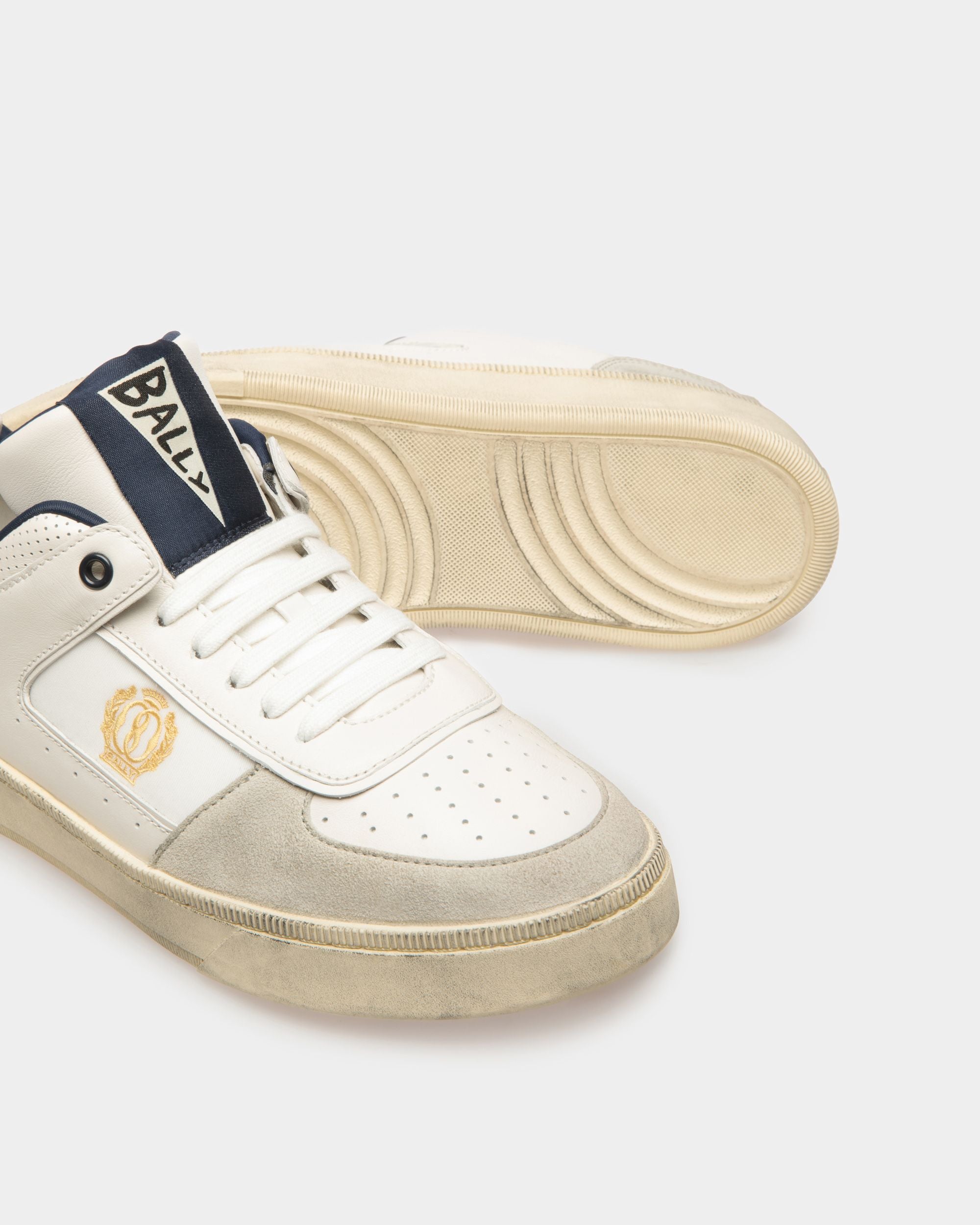 Zapatillas Raise De Piel Y Tela Blanco Roto Y Azul Medianoche - Hombre - Bally - 04