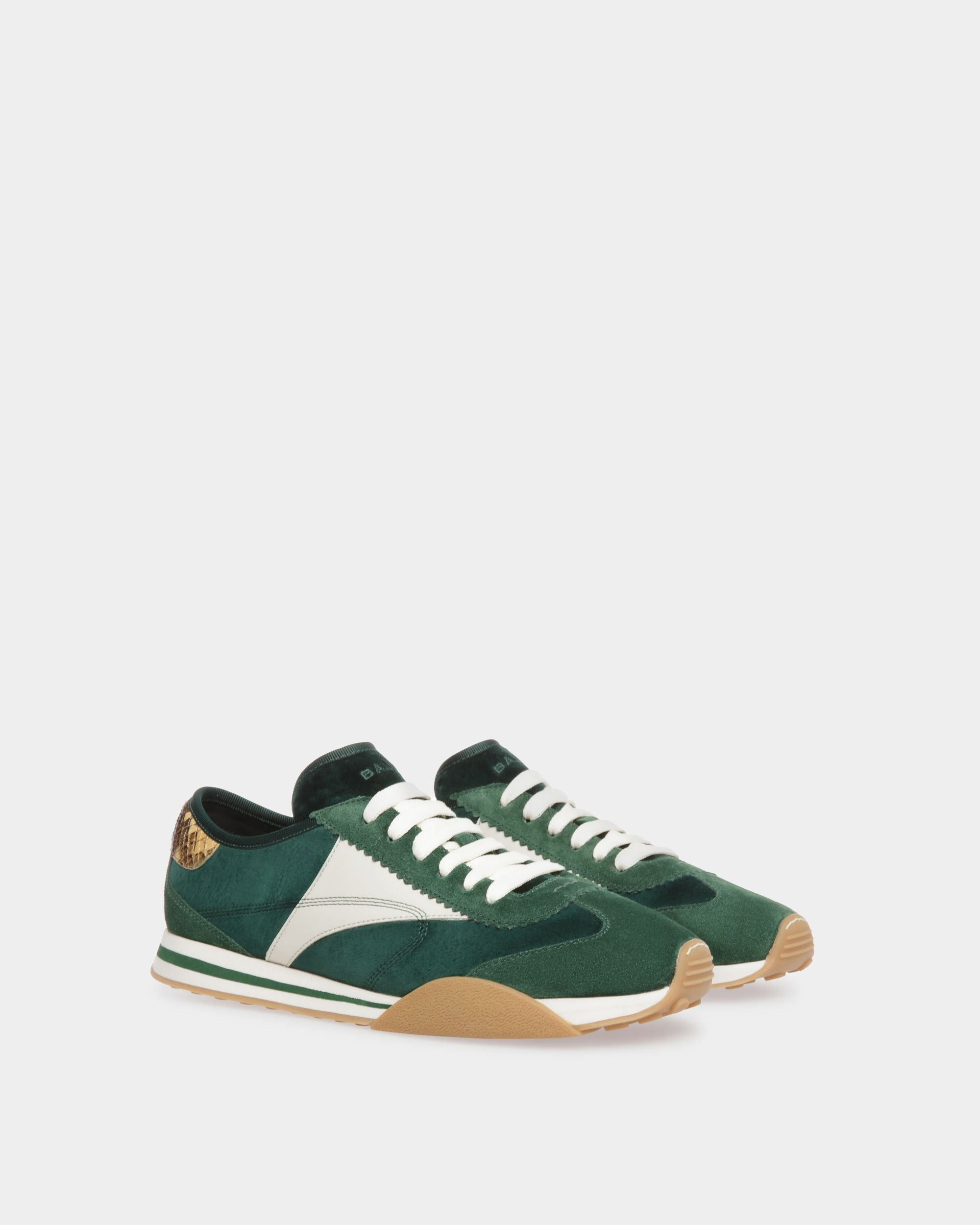 Zapatillas Sussex De Piel Y Algodón Verde Y Blanco Roto - Hombre - Bally - 03