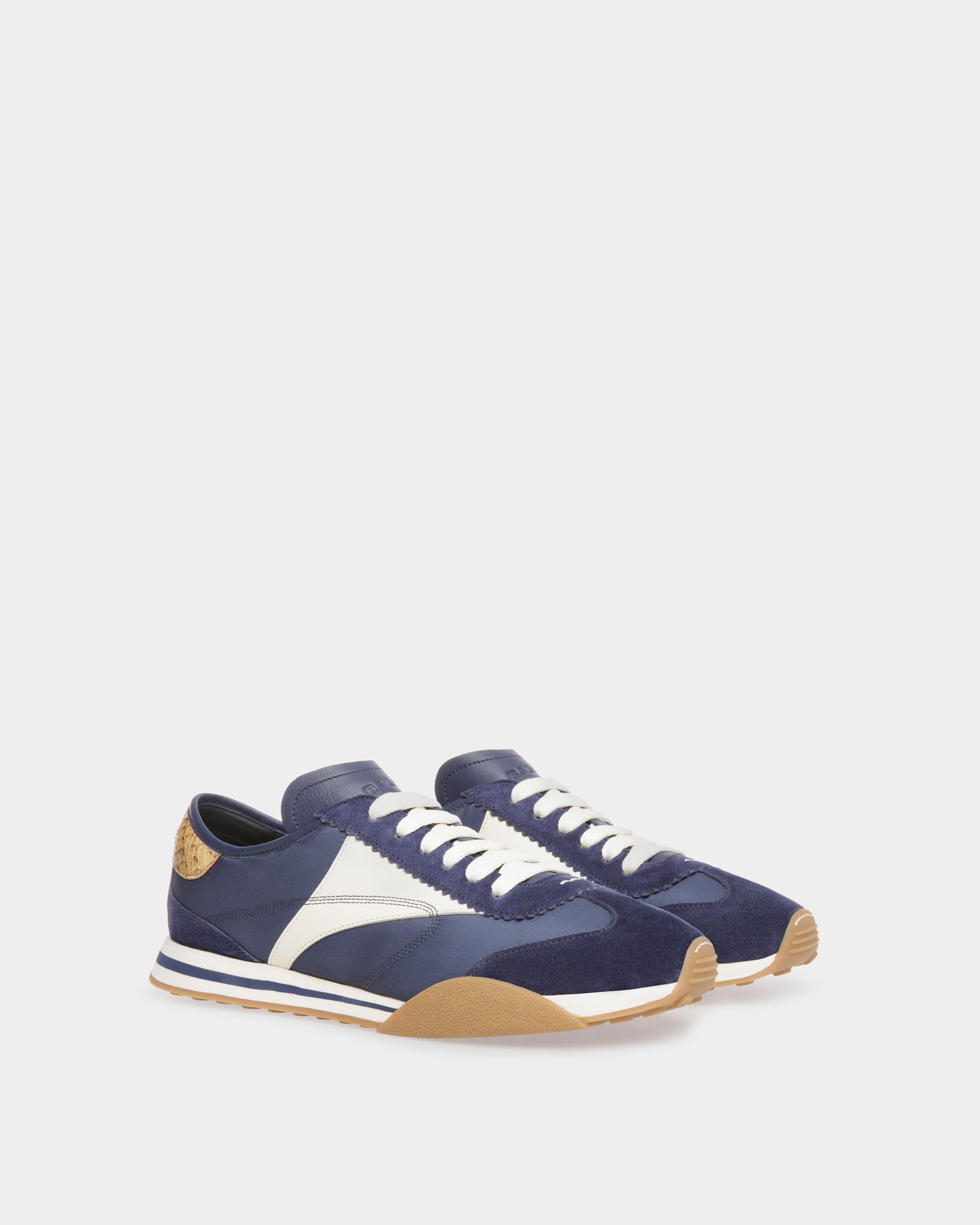 Zapatillas Sussex De Piel Y Tela Azul Marino Y Hueso - Hombre - Bally - 02