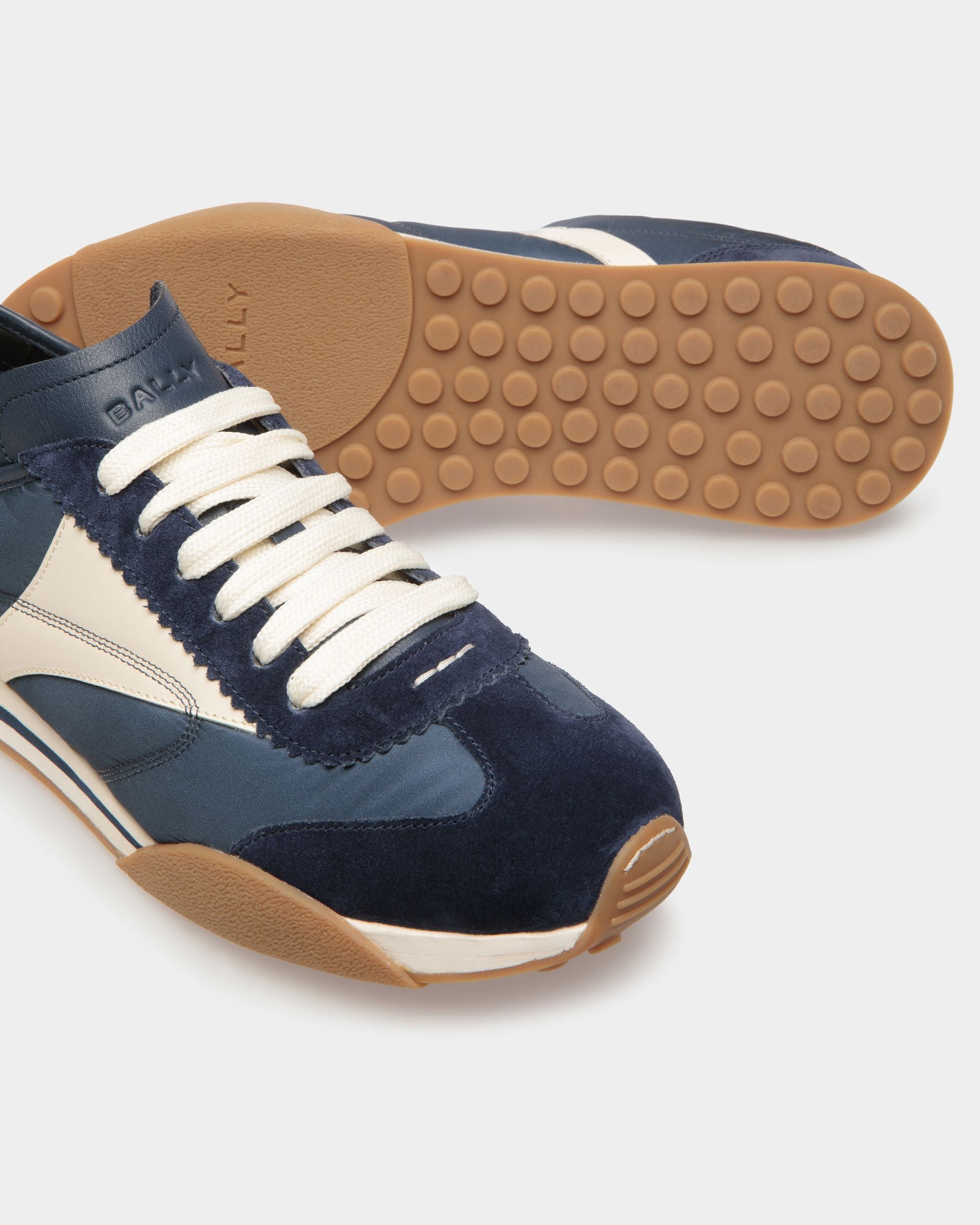 Zapatillas Sussex De Piel Y Tela Azul Marino Y Hueso - Hombre - Bally - 04