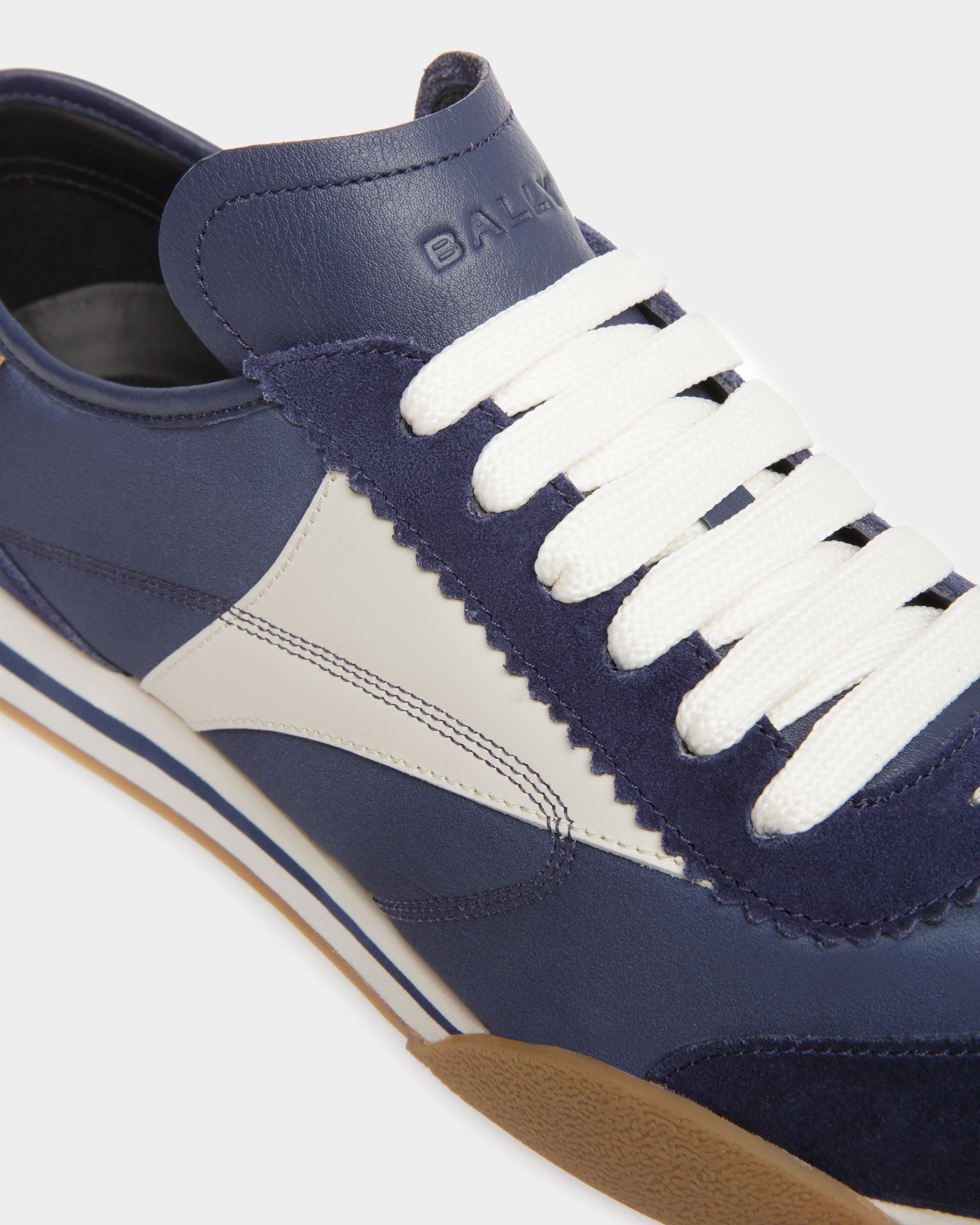 Zapatillas Sussex De Piel Y Tela Azul Marino Y Hueso - Hombre - Bally - 05