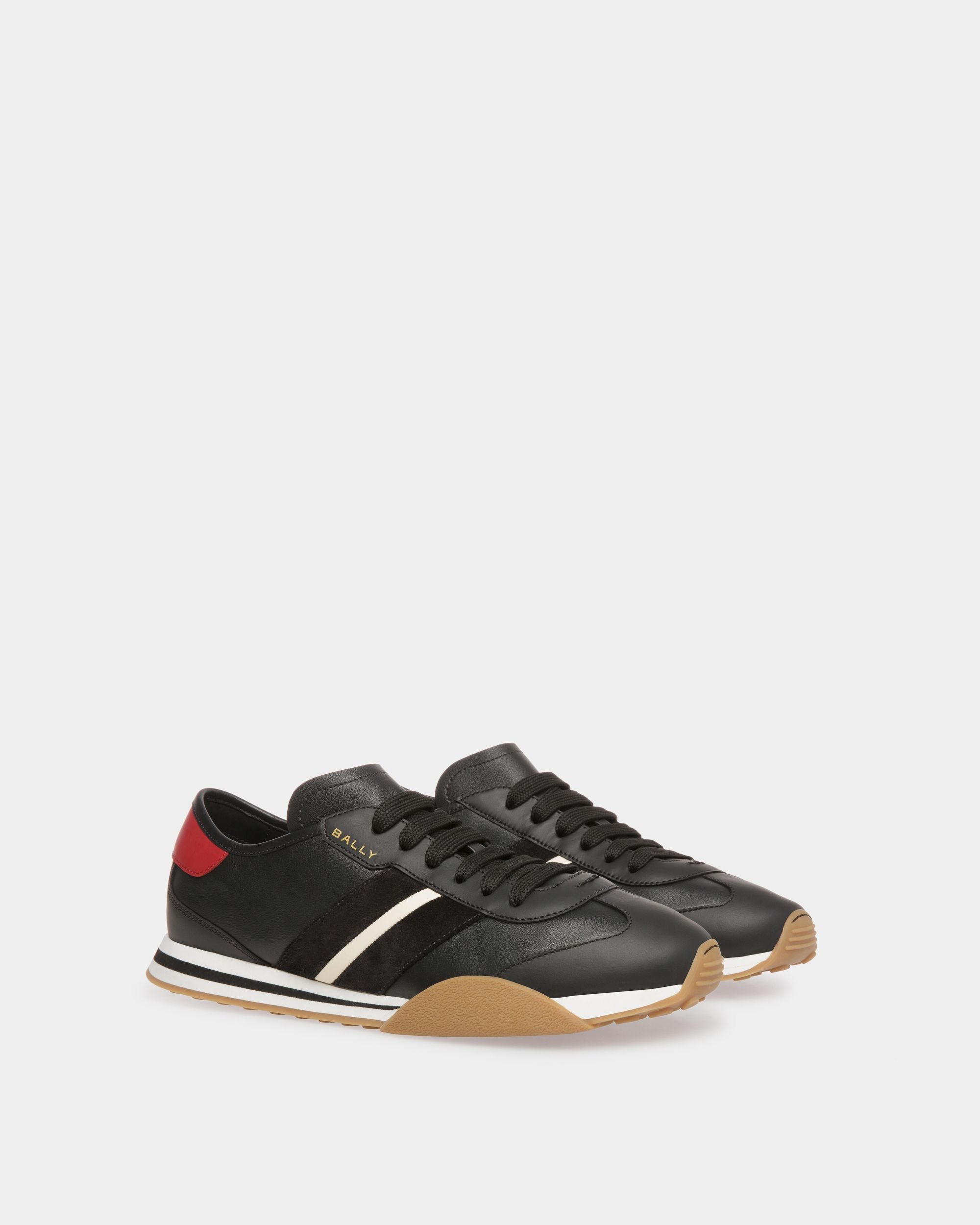 Sussex Sneakers In Black, Bone And Deep Ruby Leather - Men's - Bally - 02