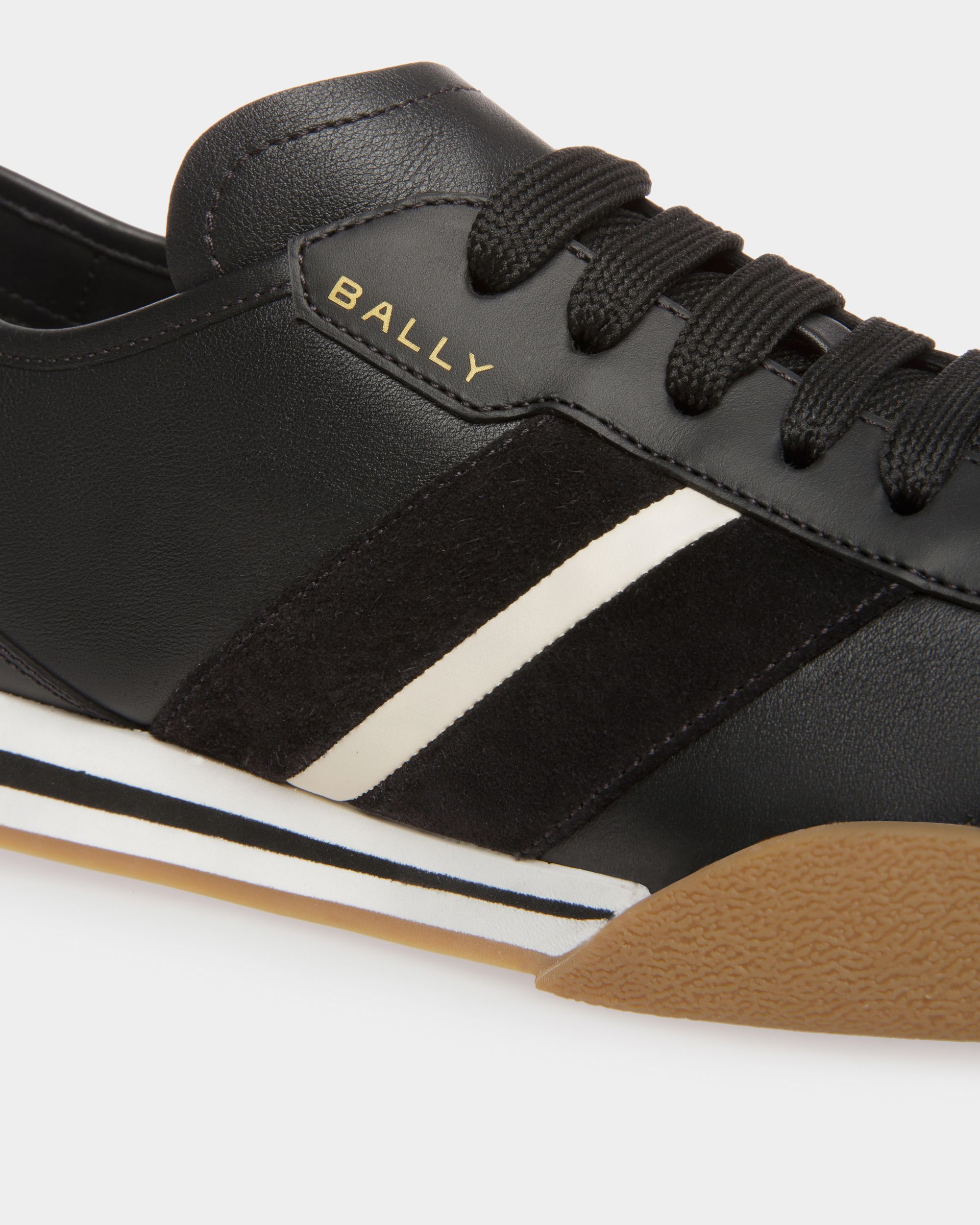 Sussex Sneakers In Black, Bone And Deep Ruby Leather - Men's - Bally - 04